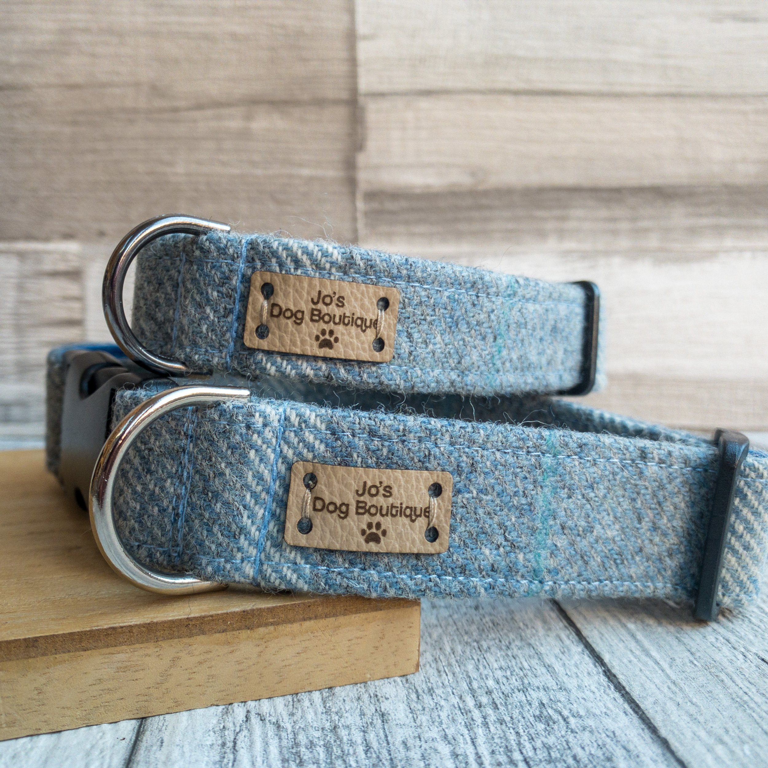 Blue Crossbar Tweed Dog Collar