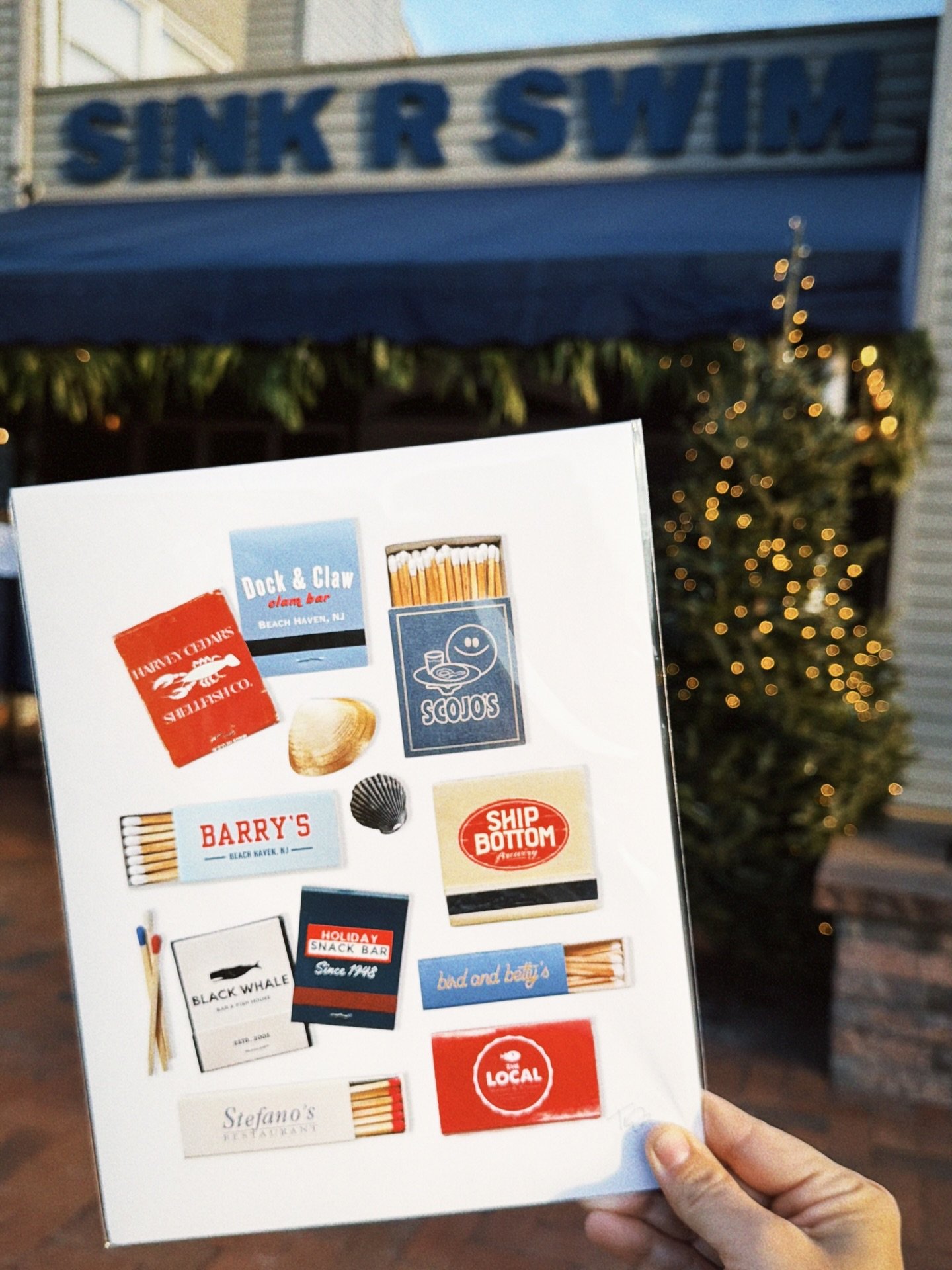 If you can&rsquo;t gift them a reservation at @stefanoslbi or a lobster roll from @dockandclaw or a🍸 from the @black_whale_lbi or a Clam 🍕 from @birdandbettyslbi &hellip;Our @meetyourmatches X LBI Print Might Just Be The Next Best Thing // Shops Op