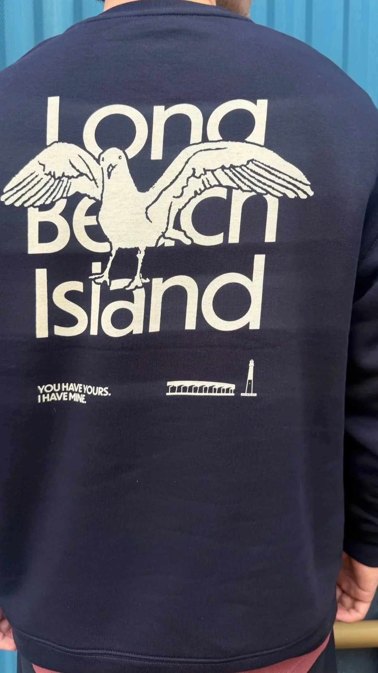 Some Coastal Town Navy Seagull Crewneck