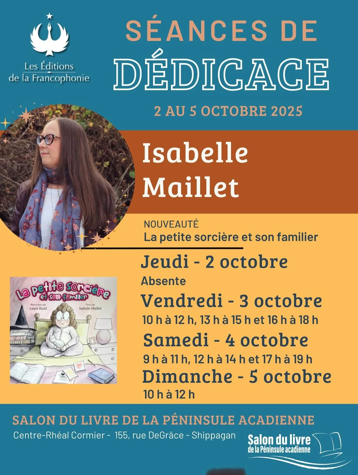 Je serai au @salondulivrepa vendredi, samedi et dimanche 😍 C&rsquo;est la troisi&egrave;me fois que je participe &agrave; ce salon et j&rsquo;adore rencontrer de nouvelles personnes, jaser avec d&rsquo;autres auteurs et d&eacute;couvrir de bons livr