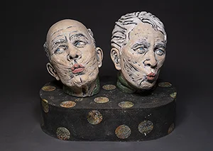 "Kiss One", Ceramic, Underglaze, Glaze, 2019