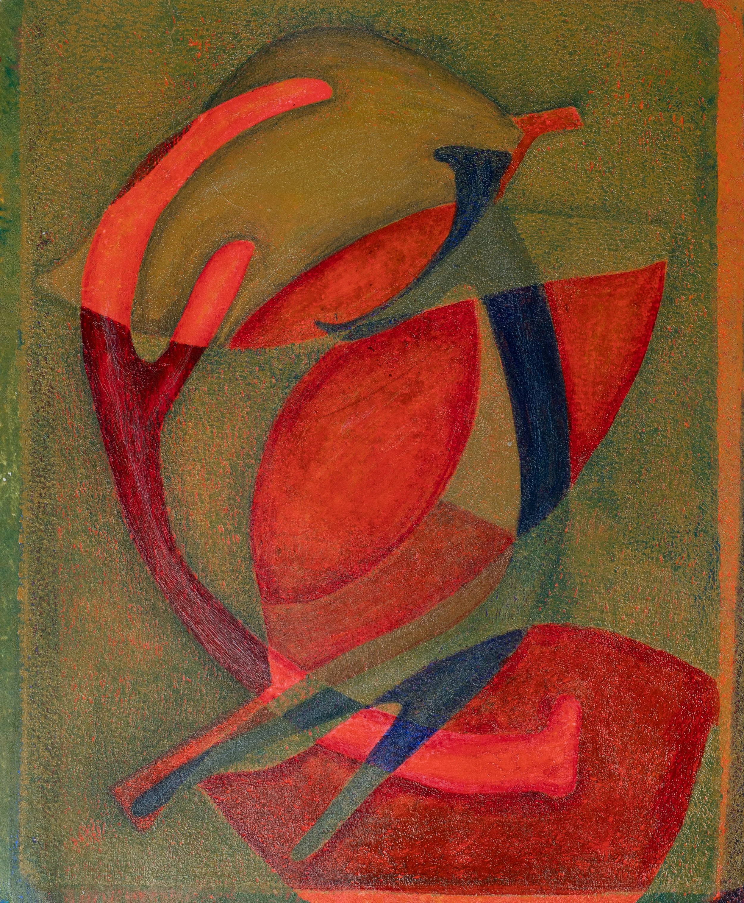 "Lorrie's Antler", Acrylic Monoprint, Painting and Colored Pencil on Paper, 8.25"x10", 2025