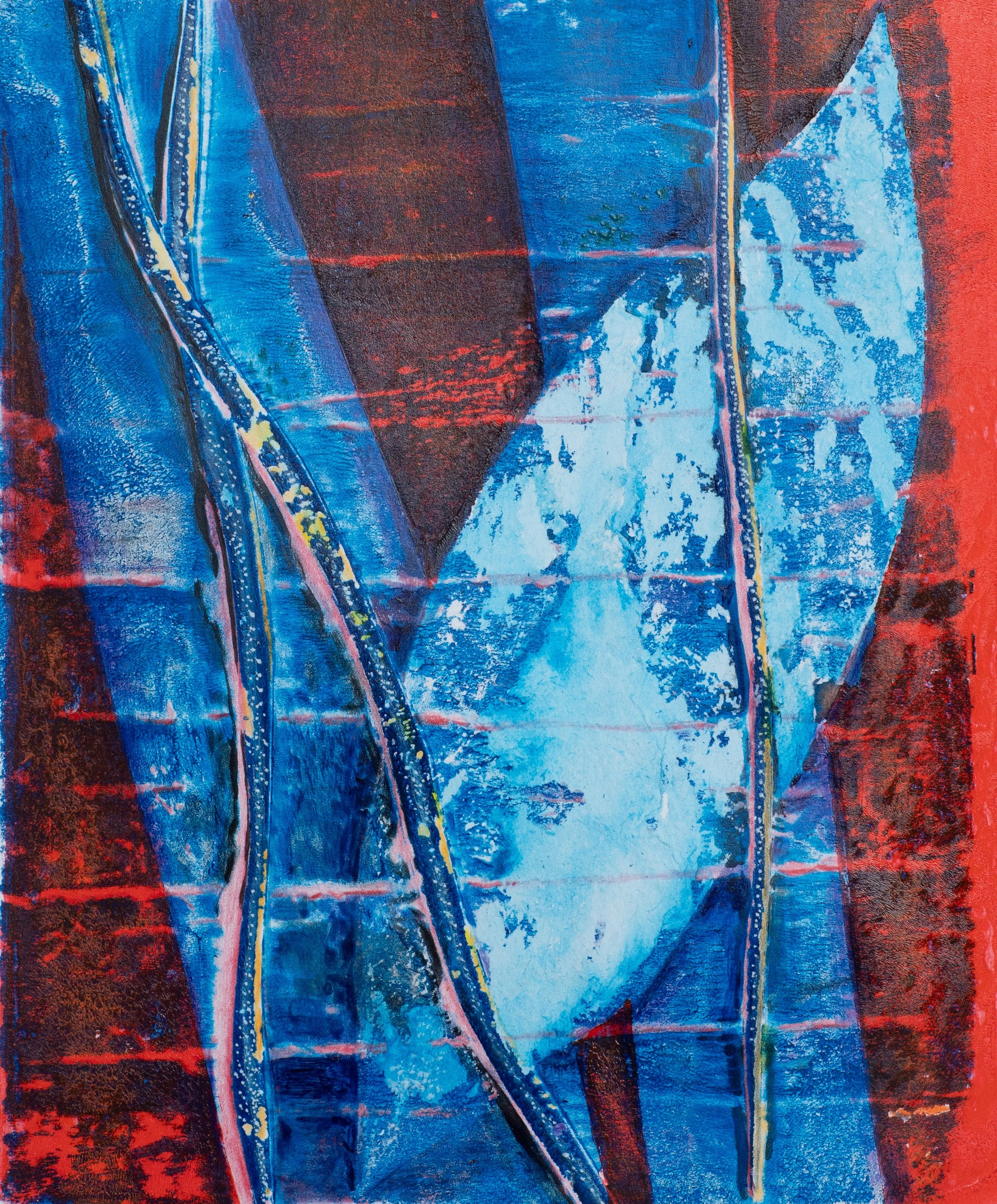 "Blinds", Acrylic Monoprint on Paper, 8"x10", 2025