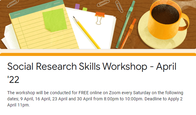 Social Research Skills Workshop - April '22