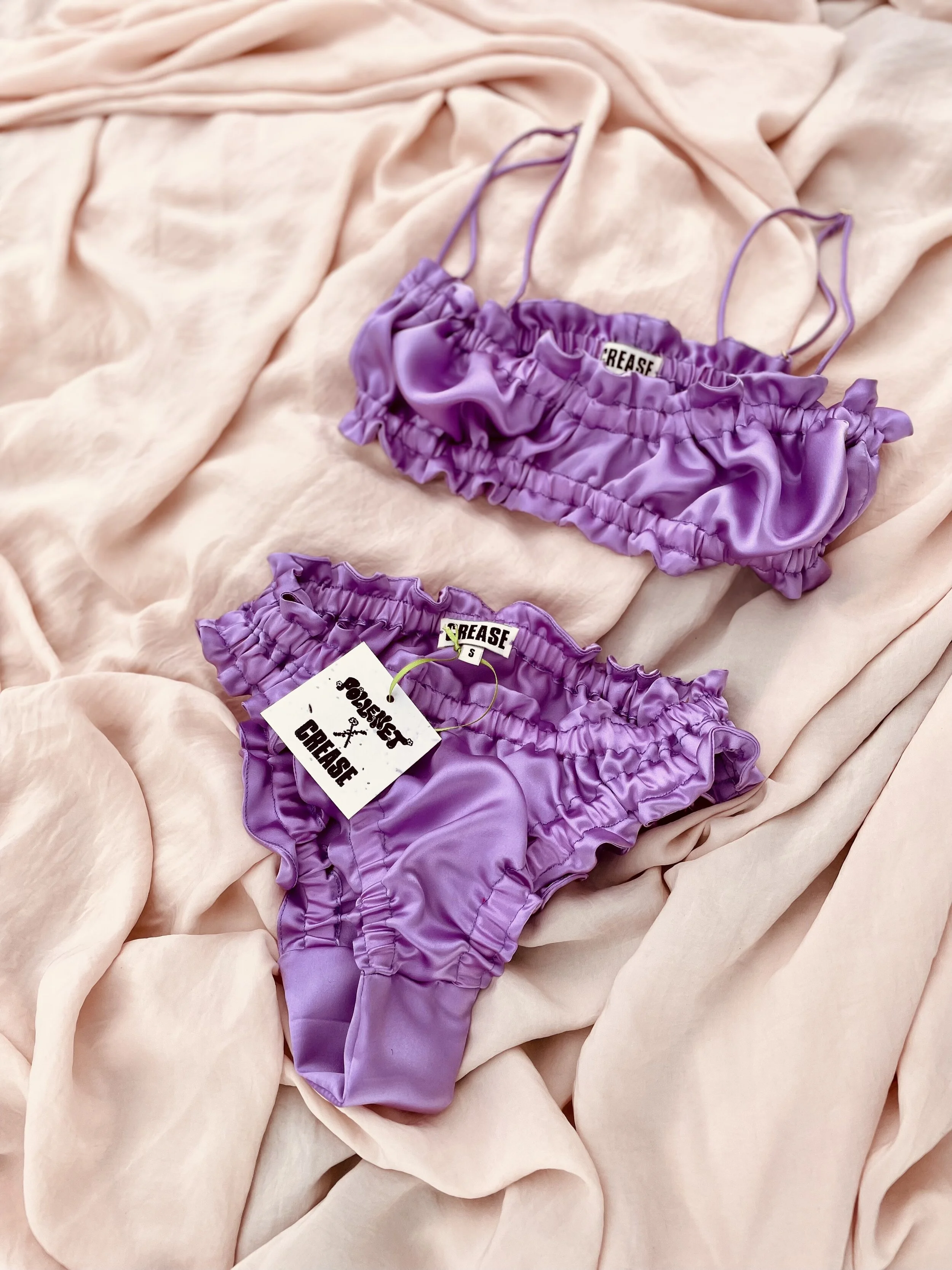 Polle Purple Scalloped Silk Bra