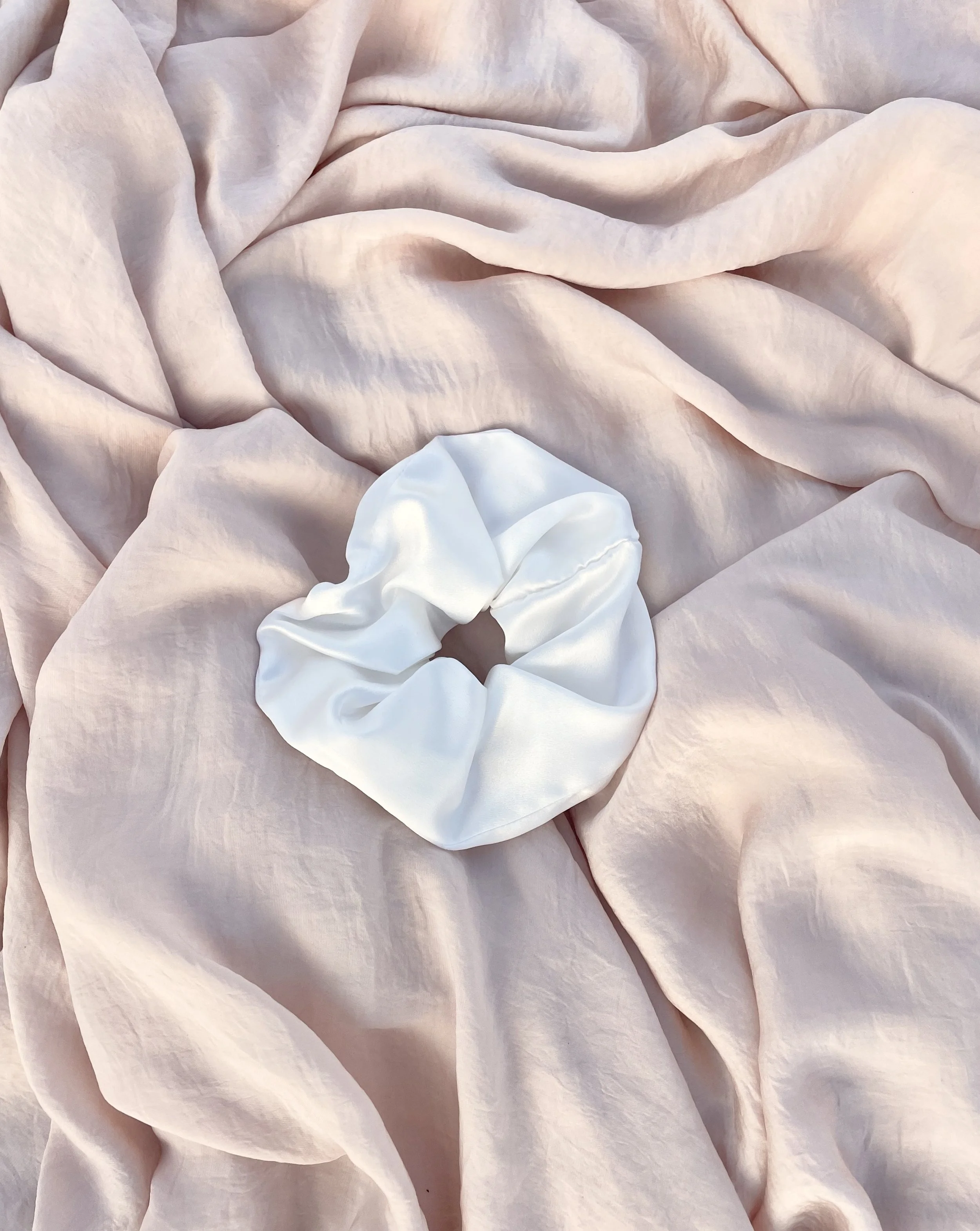 White Silk Scrunchie