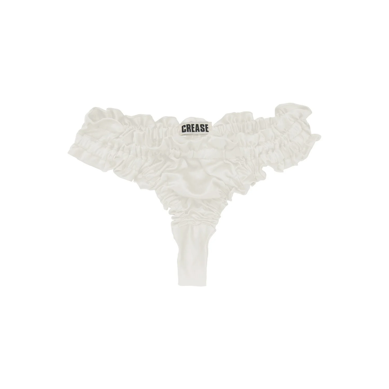White Scalloped Silk Thong