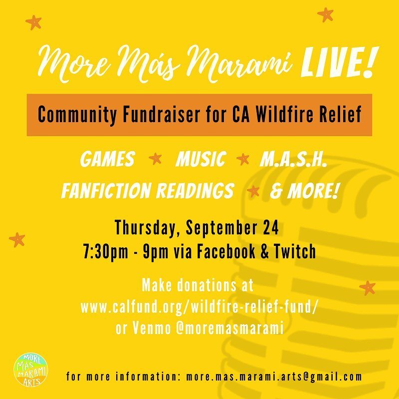 2️⃣ days until our live stream! Join us for games, music, fanfiction, and more! 

Watch us live on our Facebook page or on our Twitch (https://www.twitch.tv/mmm_arts). 

We will be encouraging viewers to donate to the stream where funds will be split