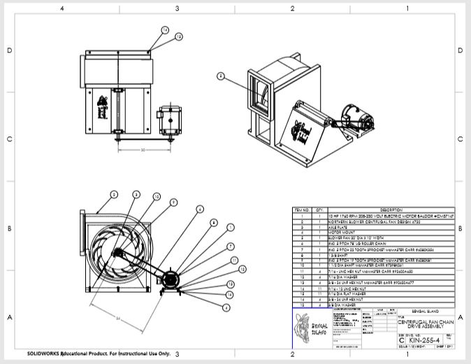 Industrial Fan Assembly Drawing