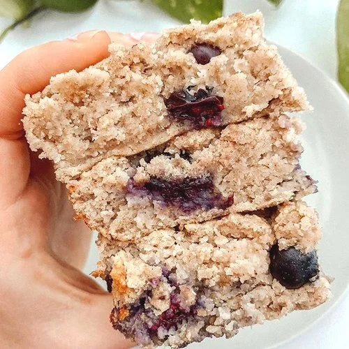 Blueberry Oat Banana Bread Bars