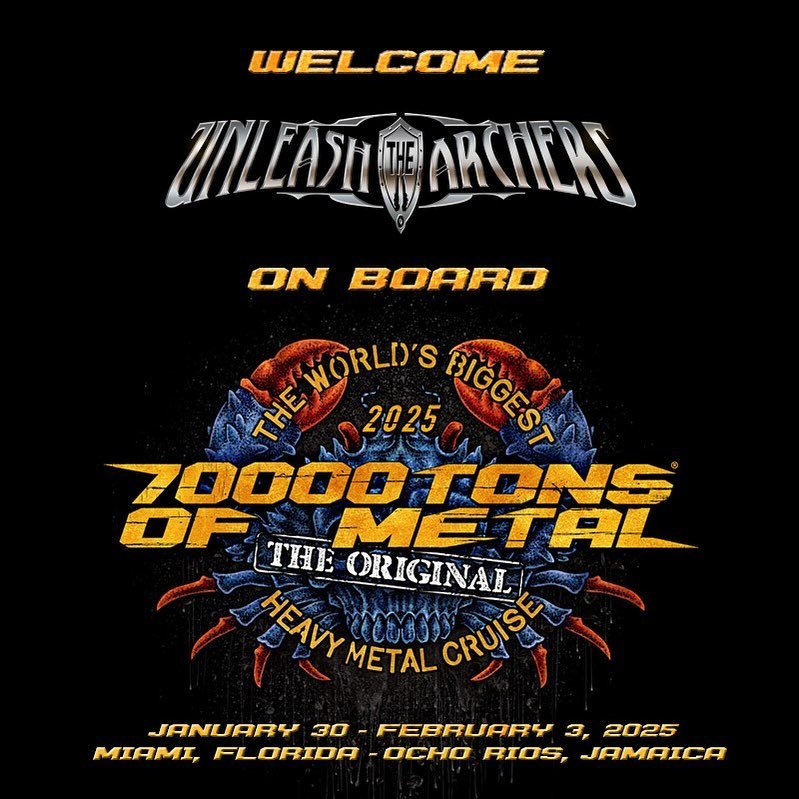 STOKED!!! We&rsquo;re going to Jamaica!!! See you on the boat next year everyone 🤘🏻🎉🍻 Hopefully this time we don&rsquo;t party so hard and have to play our second set with the worst hangovers of our lives 😆
#unleashthearchers #70000tons #heavyme