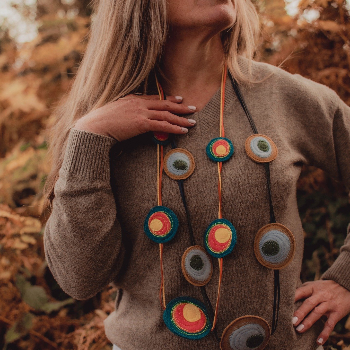 Layered felt medallions stitched in rhythm. A necklace that moves with you - soft, bold, intentional.
Crafted for everyday moments that deserve to be cherished. Available now in limited colourways - once gone, they won't return in the same form.

Fin