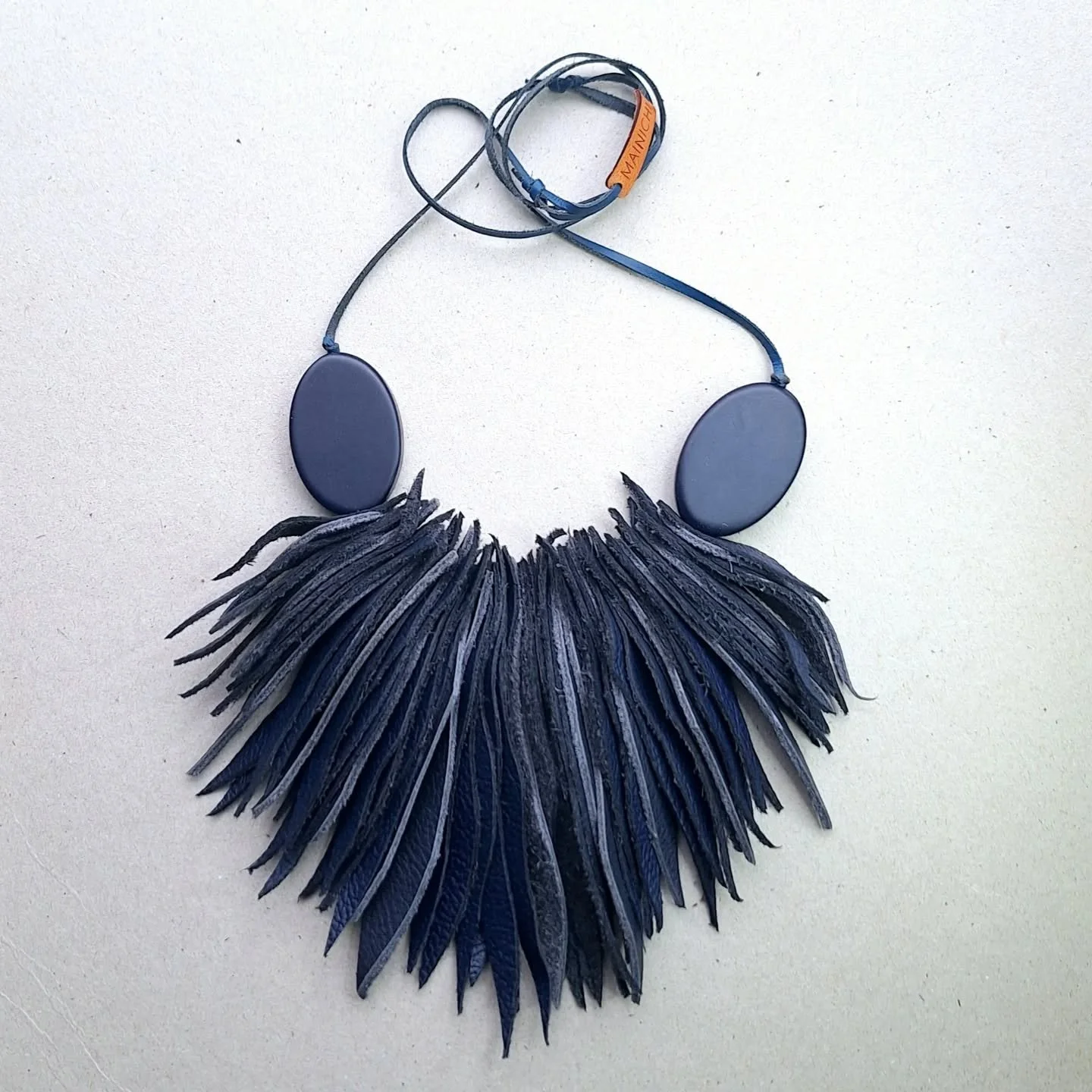 The "Feather" Necklace.
Sustainable, handmade style, created with recycled upholstery leather and repurposed beads by MAINICHI.
Shop now at www.mainichi.com.au 
Sign up for our newsletter to be the first to hear about upcoming markets, o