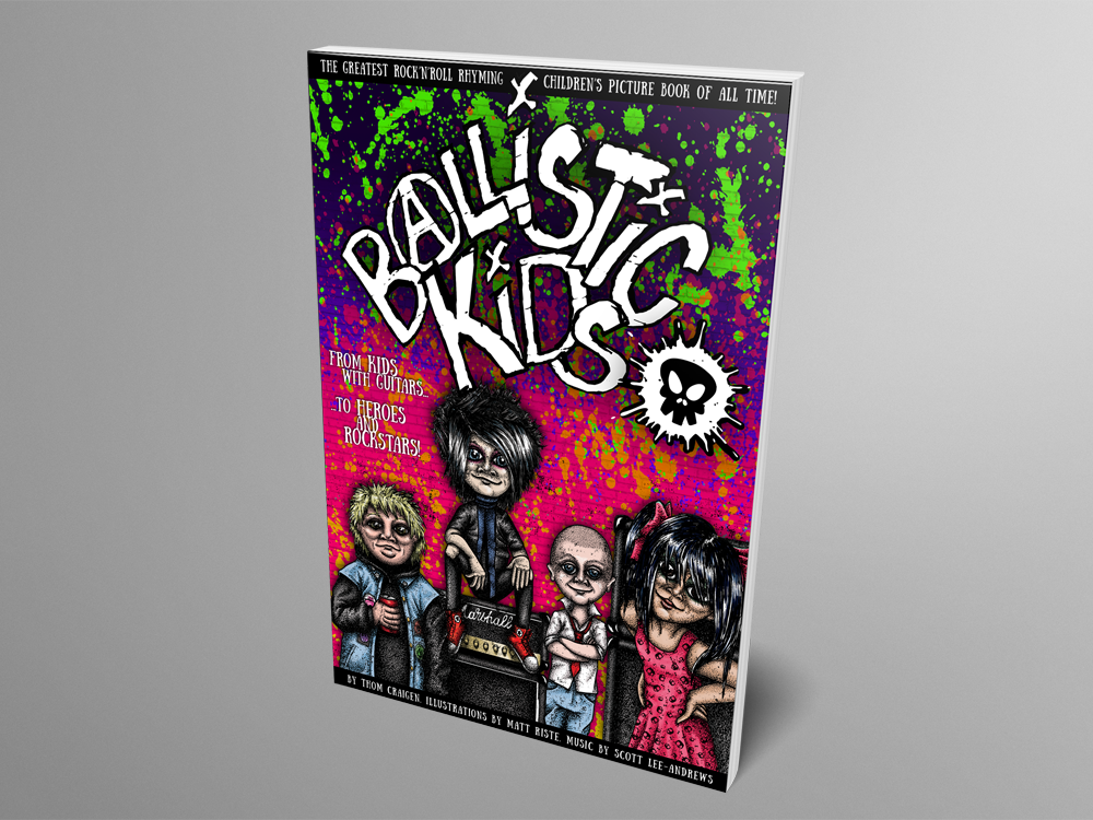 Mock up of Ballistic Kids paperback book - one physical copy