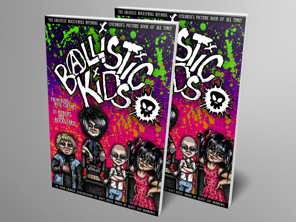 Mock up of Ballistic Kids paperback book - two physical copies