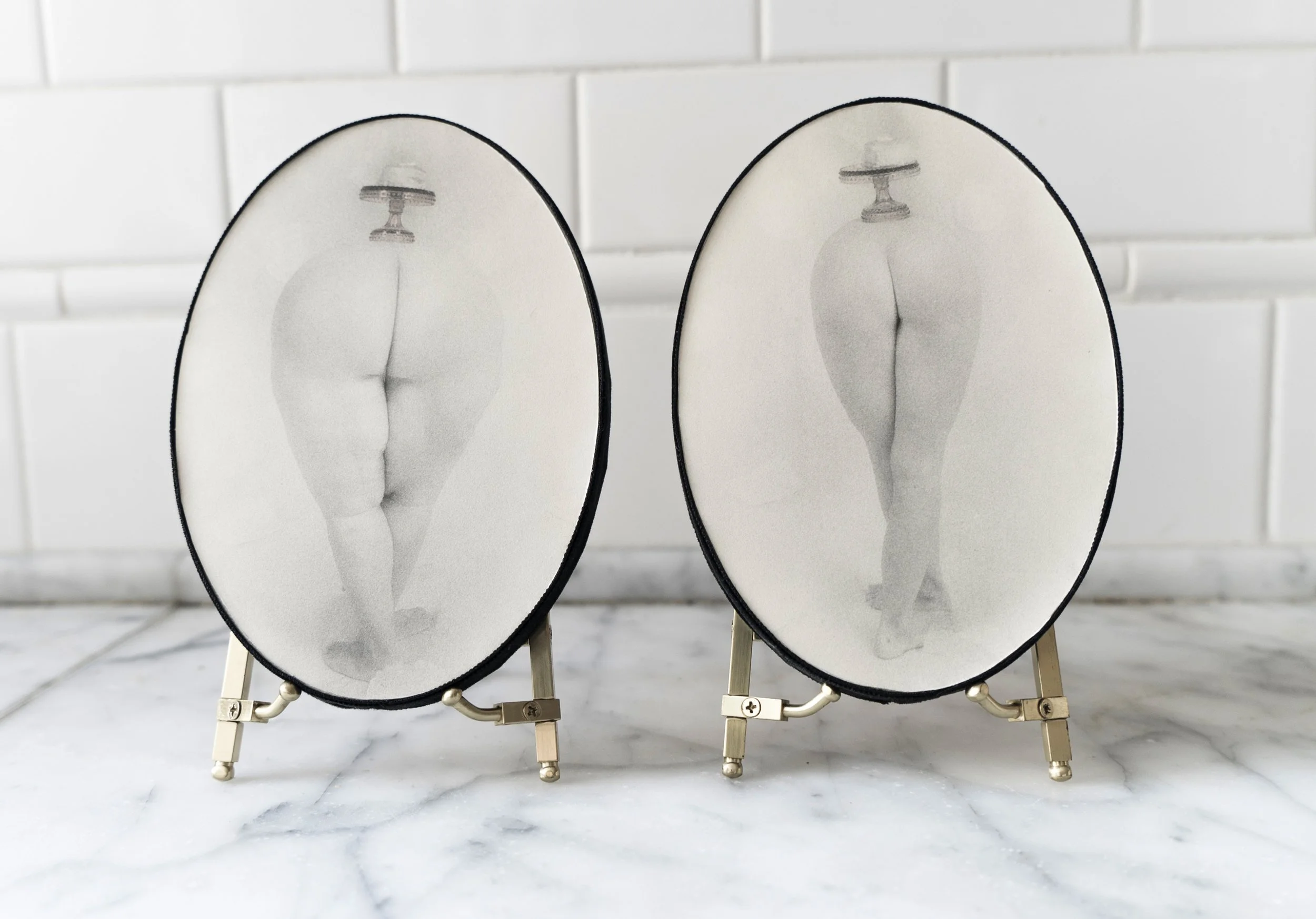 Rear Ends

 

 2003, silver gelatin print toned with tea and mixed media, w:2.5” to 4.5” h:5.25” to 9” d:4” to 5” 