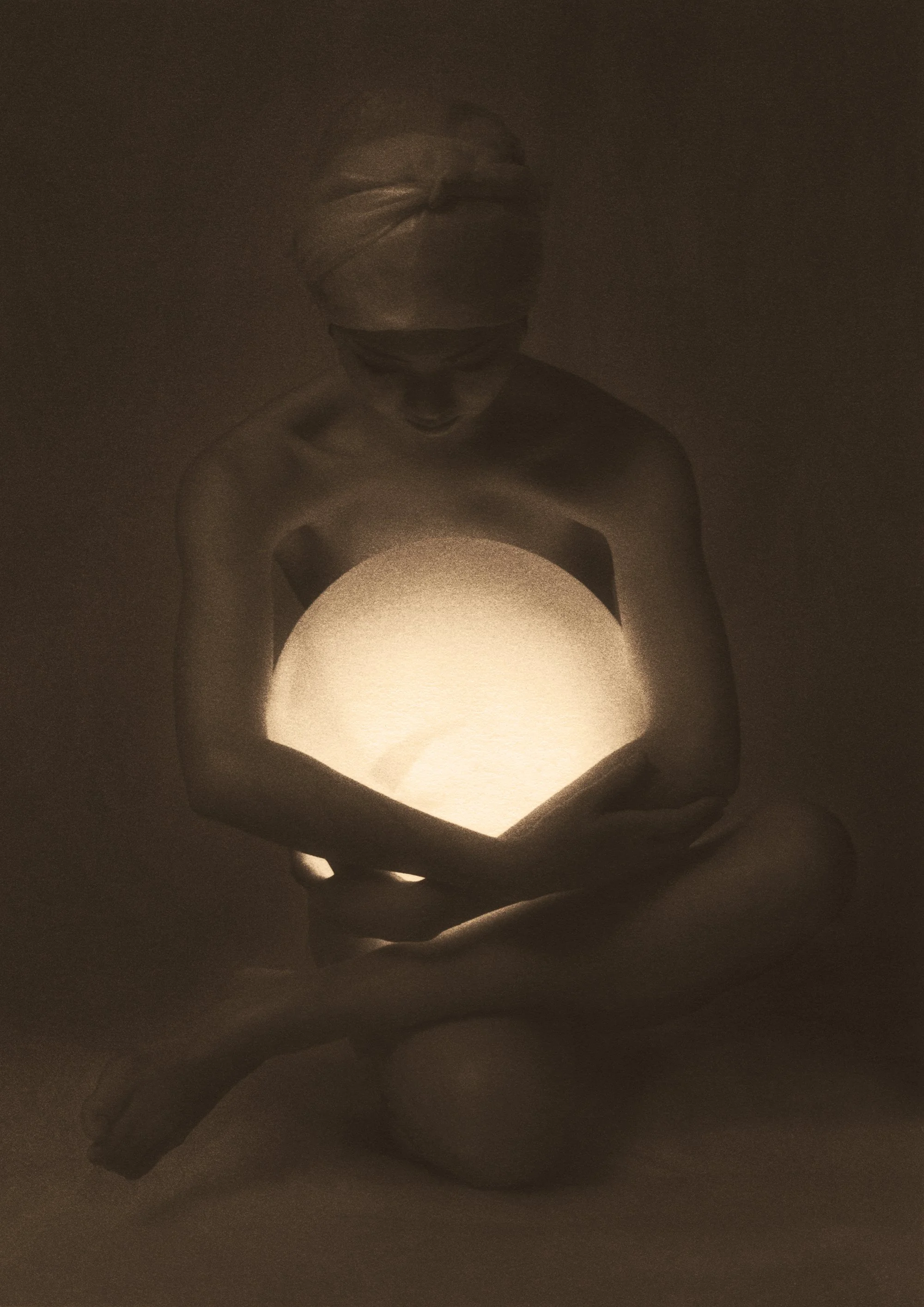 Contemplation, 2008, transparency gilded with 22K gold transferred from silver gelatin print, 19 7/8"w x 25 15/16"h