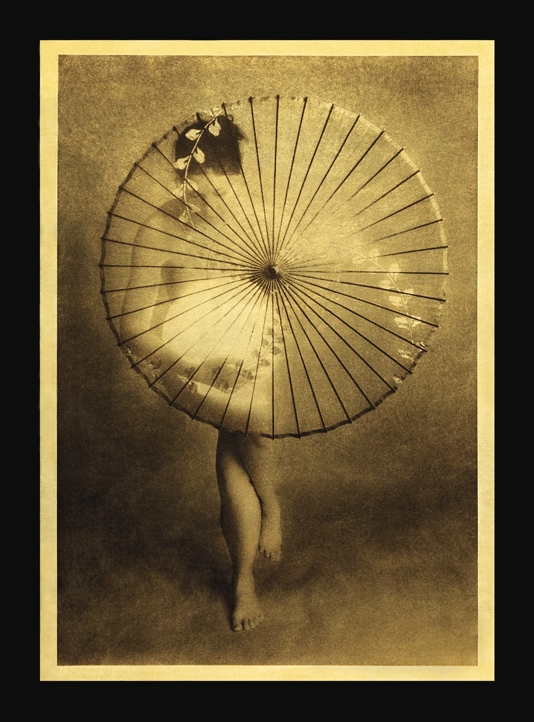 Woman with Parasol, 2010, transparency gilded with 22K gold transferred from silver gelatin print, w:19.05’’ h:24’’