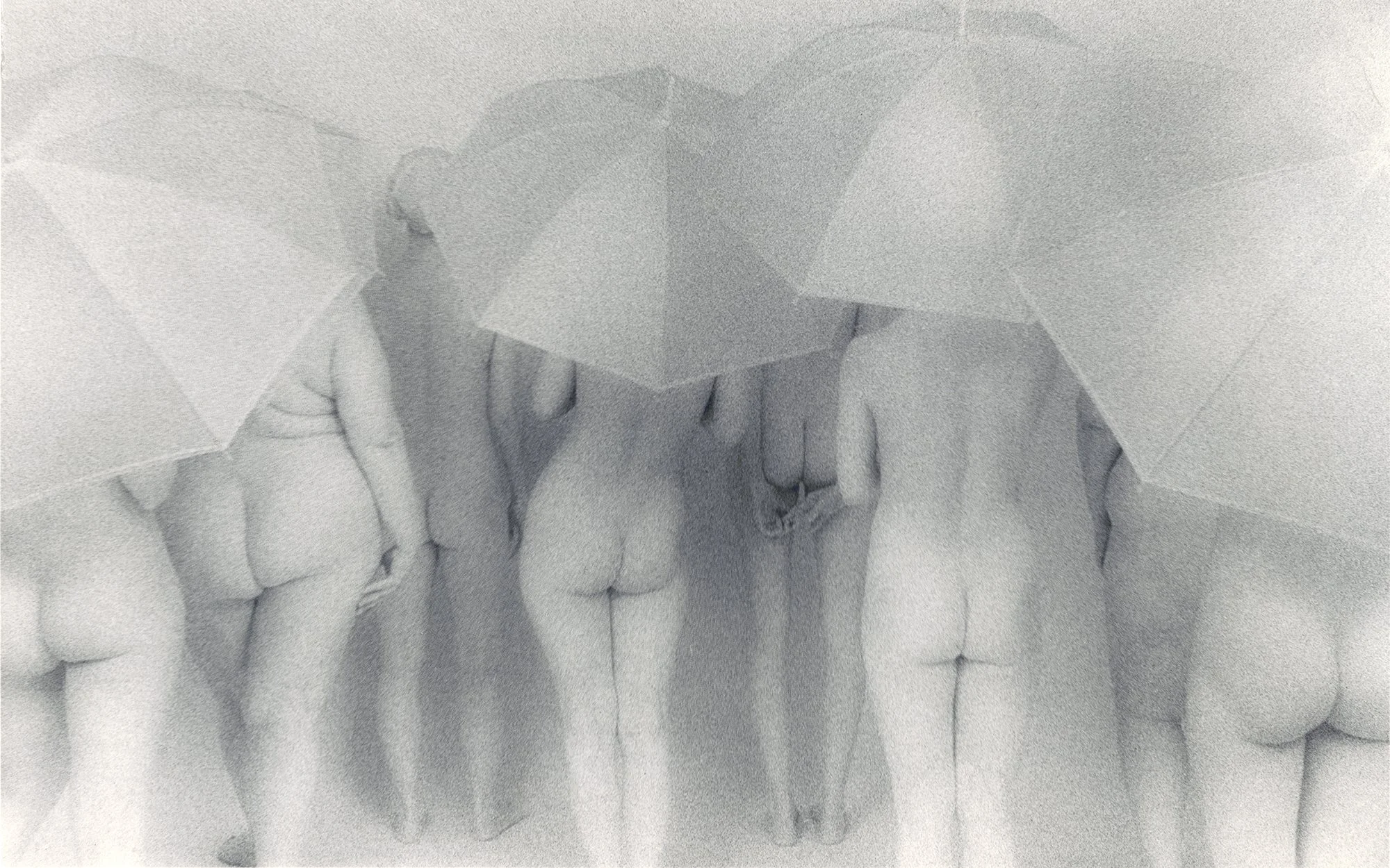 Women with Umbrellas, 1999, gold-toned silver gelatin print, w:24” h:20”