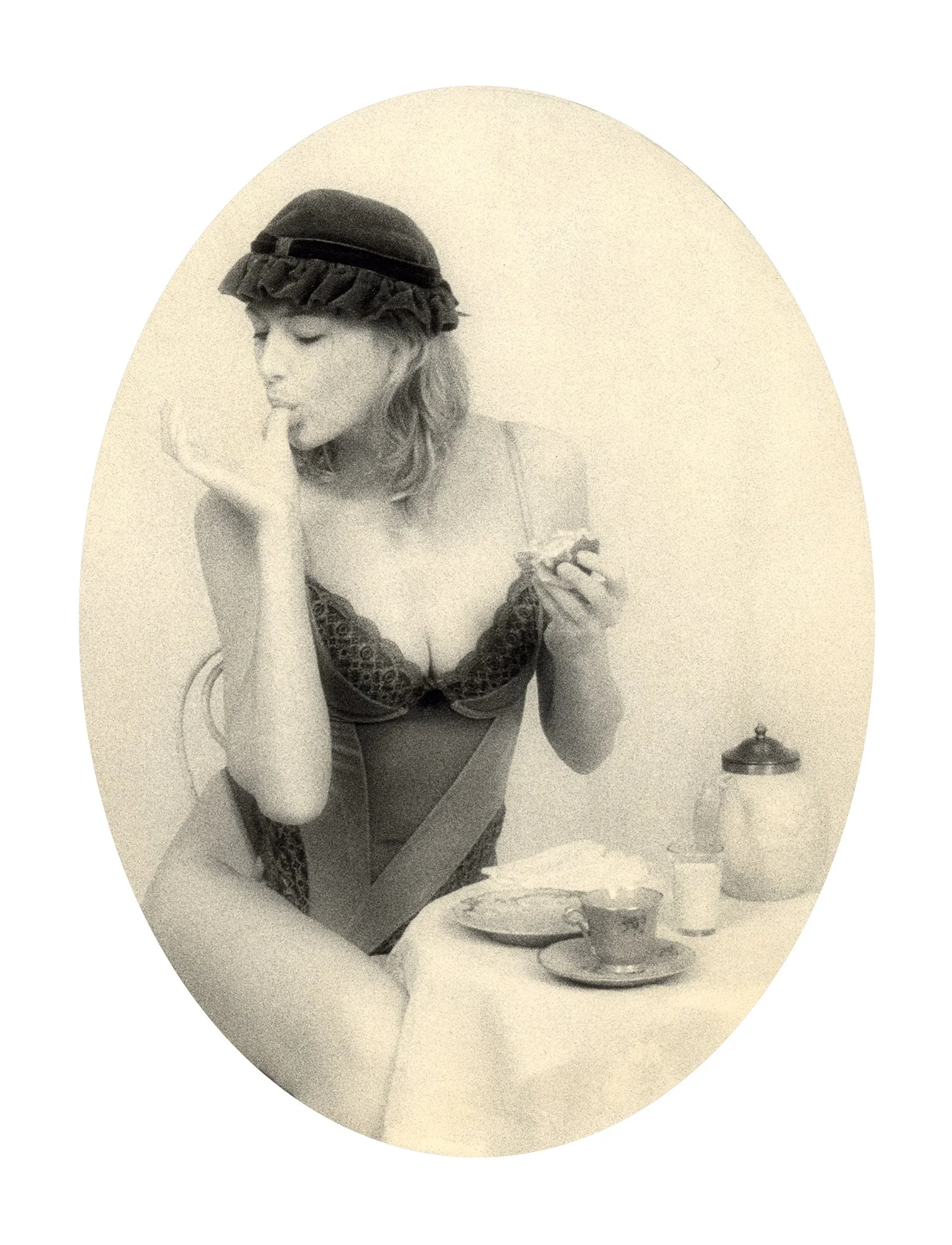 Dessert Eater III, 2000, silver gelatin print toned with tea, w:11” h:14”