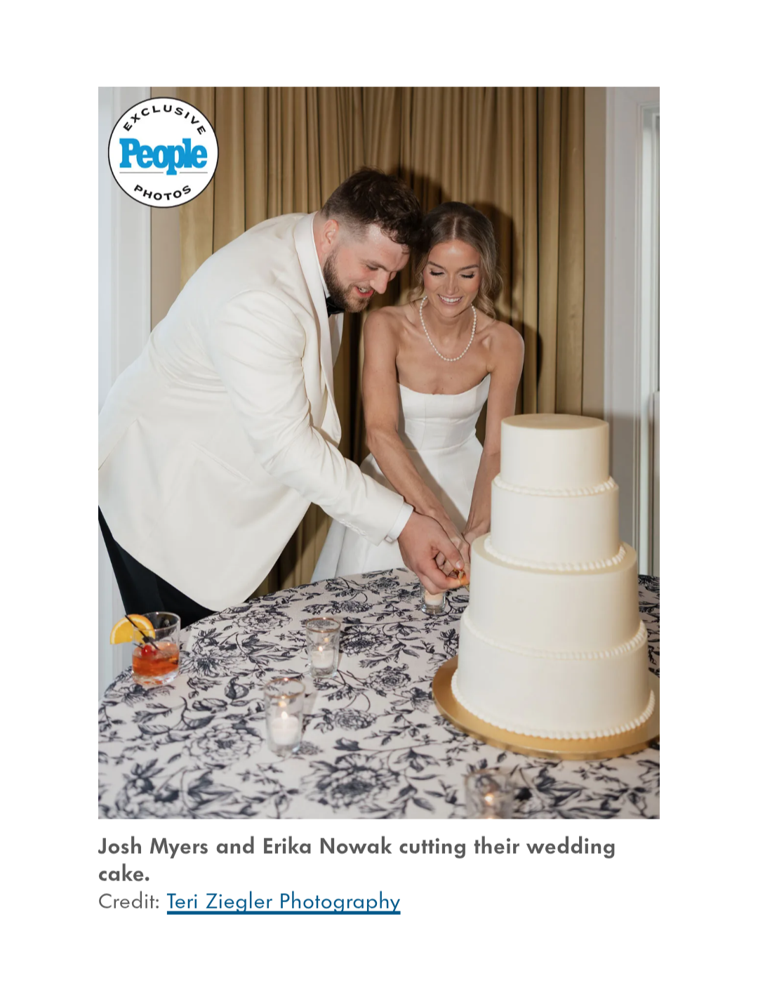 4 Tier Custom Wedding Cake: White Cake layered with Organic Raspberry Preserves, our Signiture Raspberry Decadence Frosting(a buttercream, cream cheese, whipped cream blend), and decorated with Vanilla Buttercream. All from Scratch & Locally Sourced