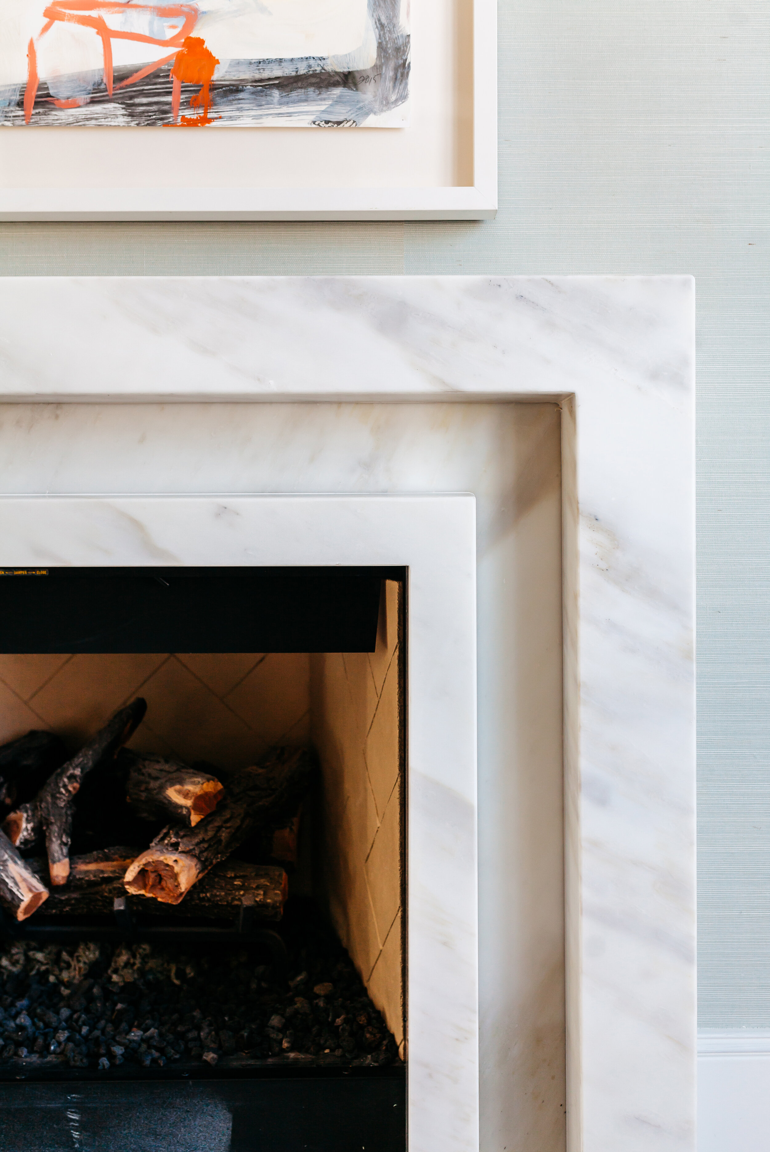 Mitered &amp; tiered fireplace surround detailing