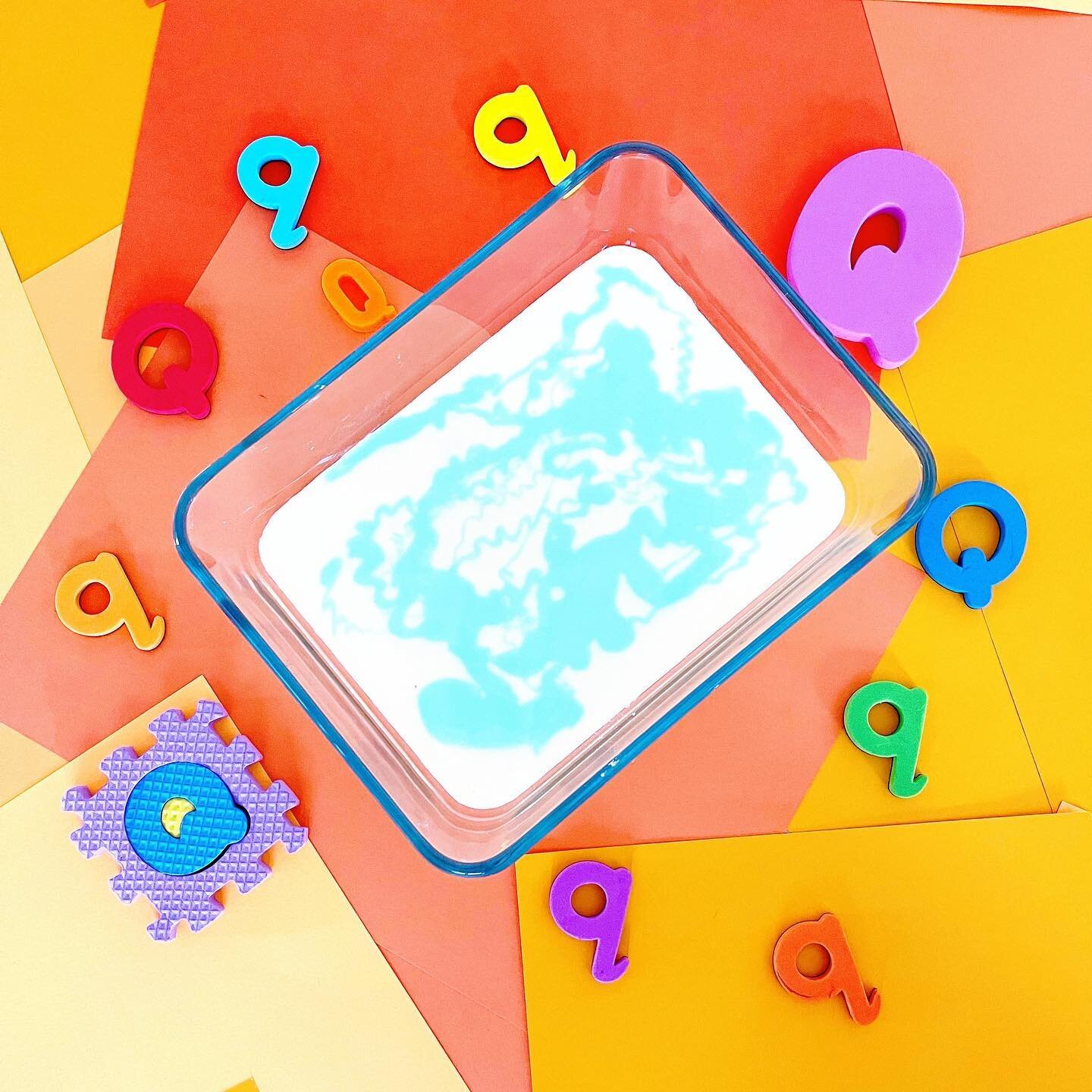 Q is for&hellip;quicksand! Today&rsquo;s #AtoZOOTB is all about the lette &ldquo;Q!&rdquo; We made our &ldquo;quicksand&rdquo; (aka oobleck!) with corn starch, water and a few drops of food coloring. Oobleck is such an interesting texture&mdash;solid