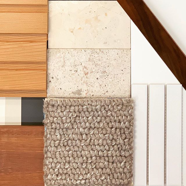 finishes + longman residence ... natural stone ... spotted gum ... matte ceramics ... warm neutrals ... textured carpet ... elegant colour palette #longmanresidence #watchthisspace #interiorlover #loverwhereyoulive #interiorandpeople #designphilosoph