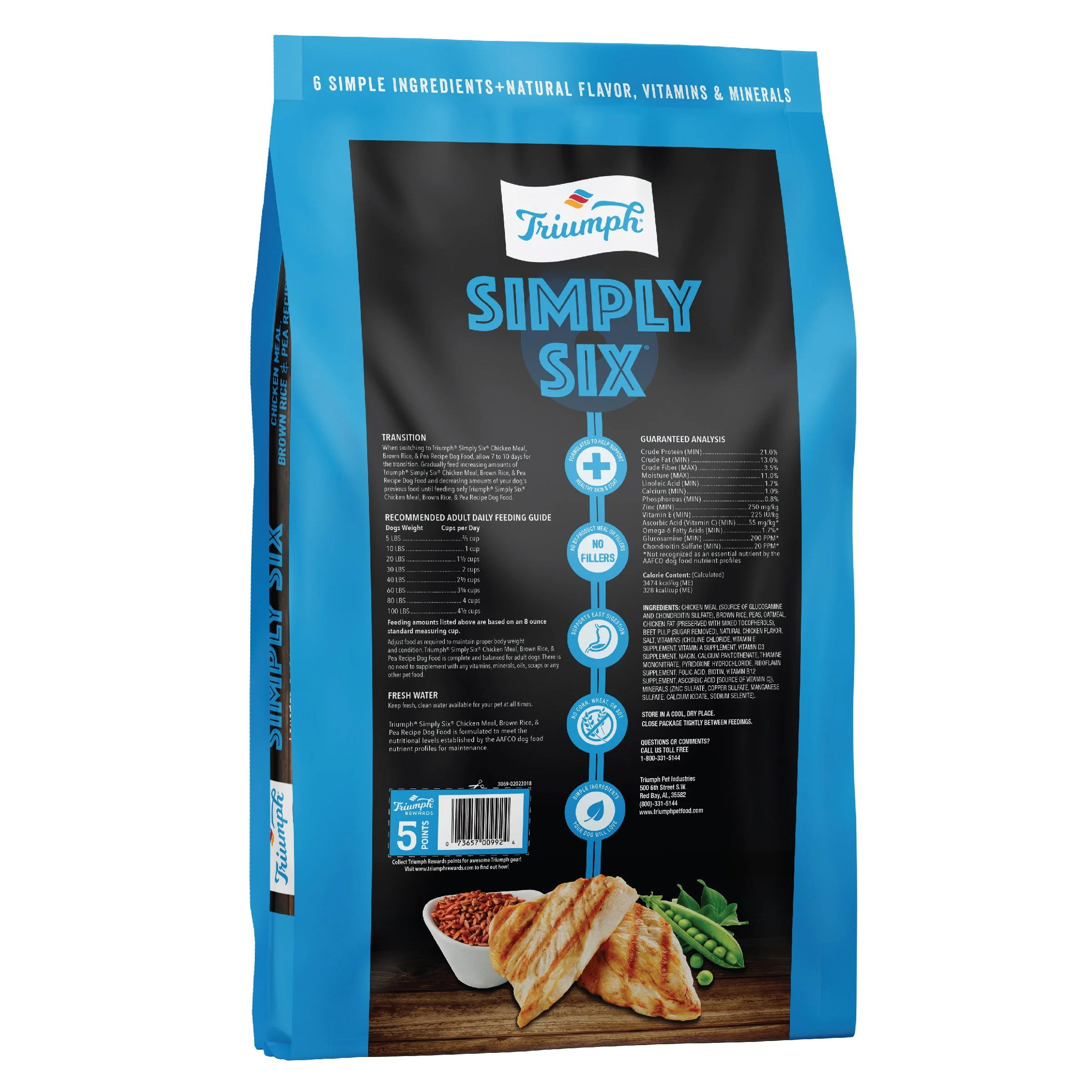 Triumph Simply Six Chicken Meal, Brown Rice, & Pea Recipe Dog Food