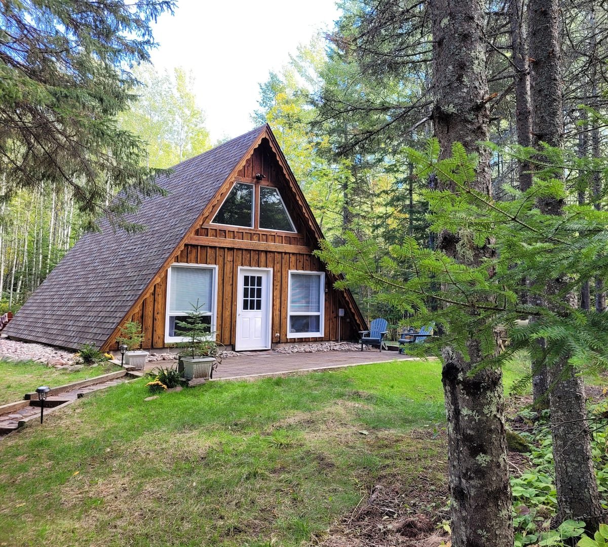  This  A-frame escape  sits on 5 acres of land with an idyllic woodland setting and a lake view.    Typical starting price: $171    Location: Herbster, Wisconsin    Sleeps: 5 guests    Rating: 5.0    Pet Fee: $50  