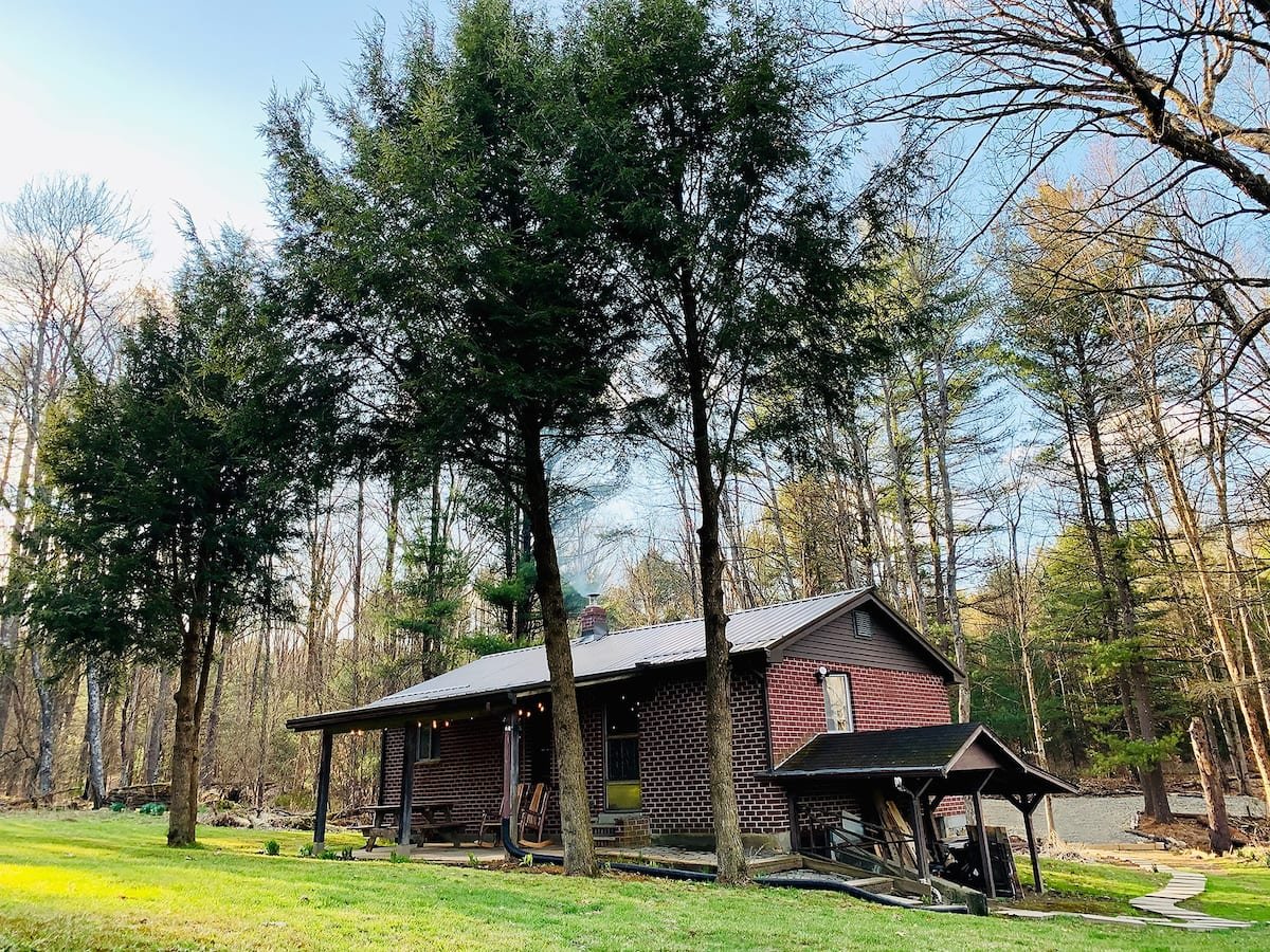  Unplug and recharge in this  Creekside cabin  with 5 acres of land for you and your pack to explore. Firewood is provided and a maximum of two well-behaved furry friends are welcome.   Typical starting price: $152    Location: Leeper, Pennsylvania  