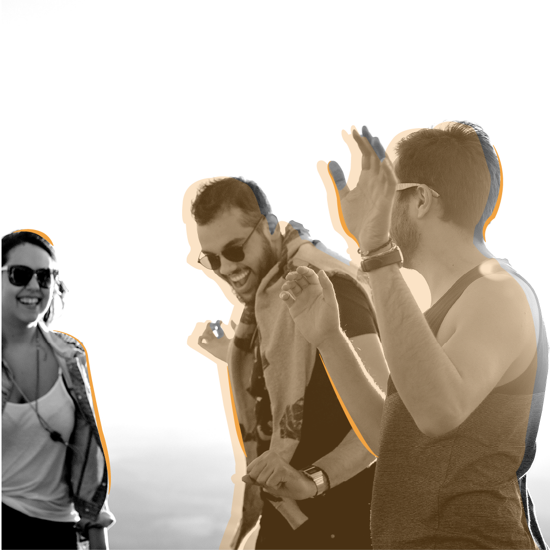 Friends dancing playfully
