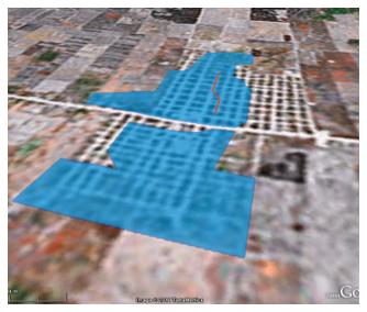 General flood boundaries are in blue.  This figure is from the hydrology and hydraulics report.