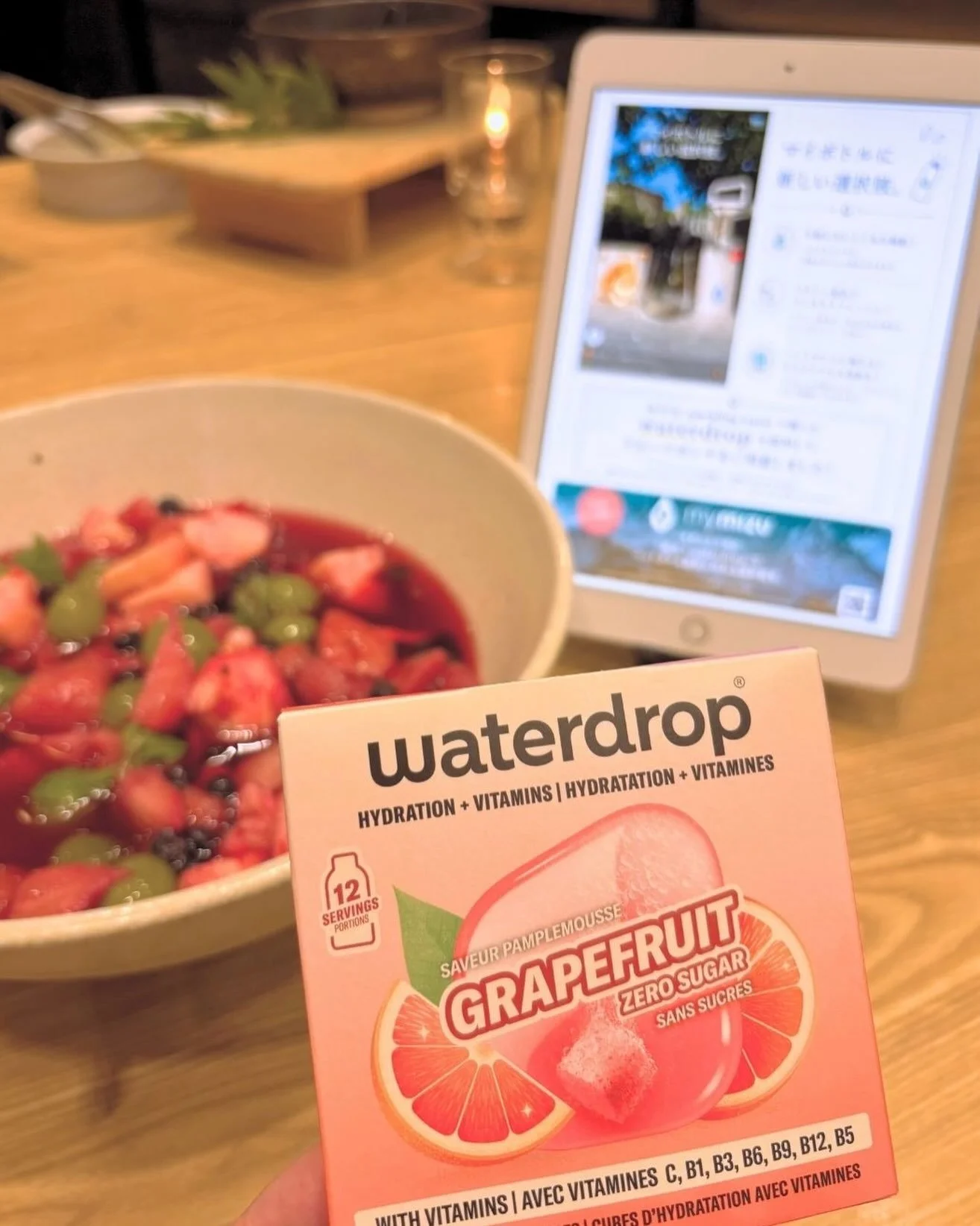 給水から、こんなアイデアが生まれました💧🍊✨（English below）

mymizuの給水パートナー 、サステナビリティを推進するレストランK I G I @kigi_tokyo が、waterdrop&reg; @waterdrop.jp を使ってパーティー用のフルーツポンチを作ってくれました！

グレープフルーツ味のマイクロドリンクをスパークリングウォーターで割り、フルーツの甘みをプラス🍊🍓さっぱり爽やかで、パーティーにもぴったりな一杯に！

waterdrop&reg;の楽し