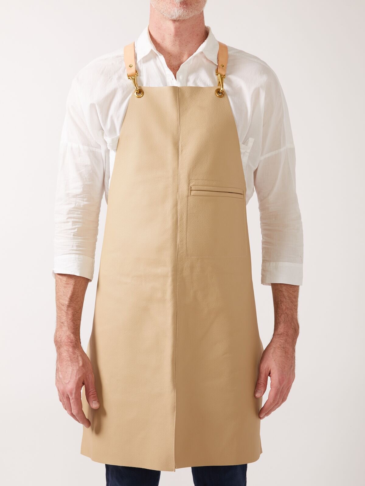 lapron leather apron stone beige made in Melbourne One