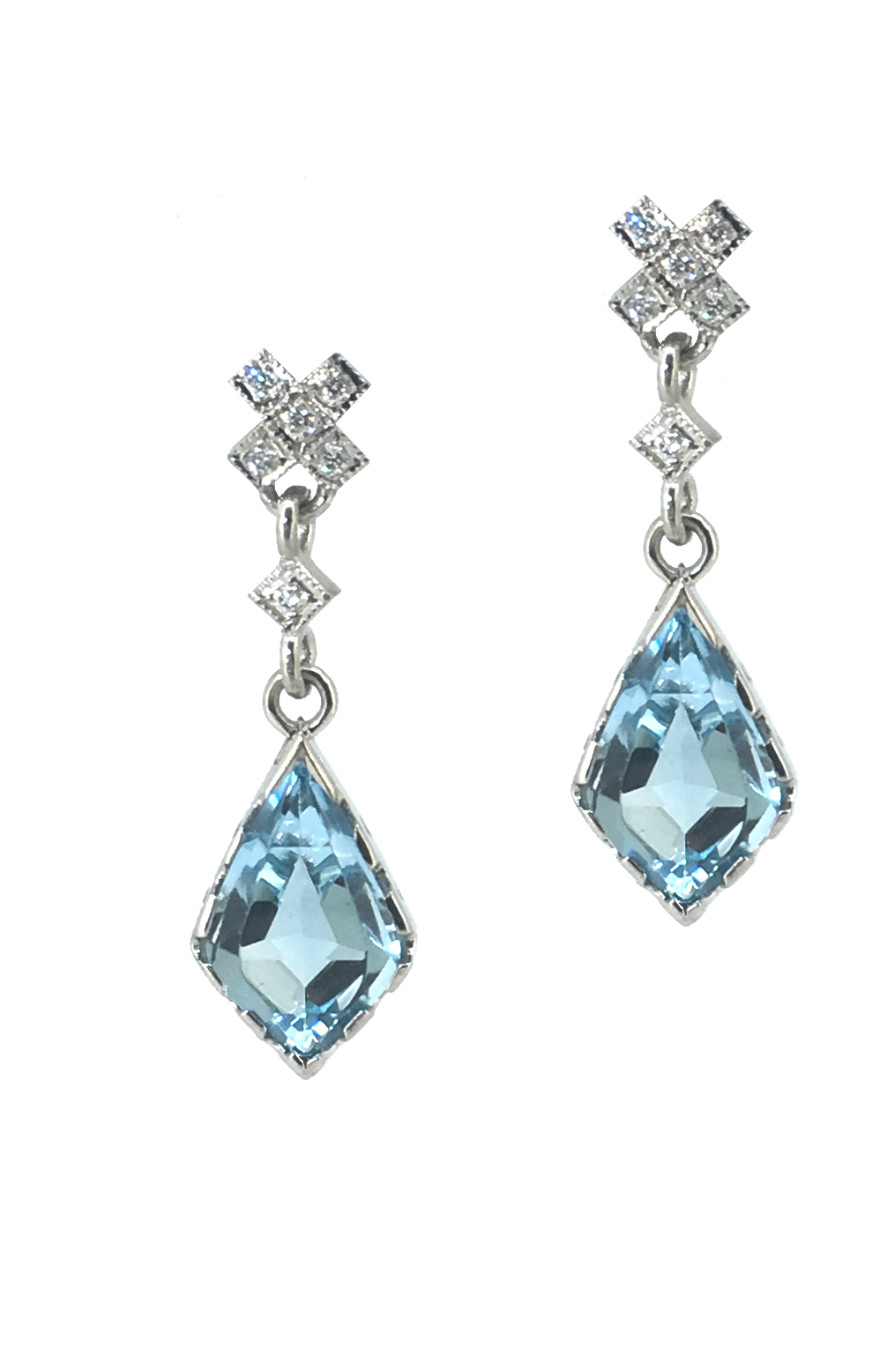 Blue Topaz and Diamond Kiss Earrings 18ct White Gold.png