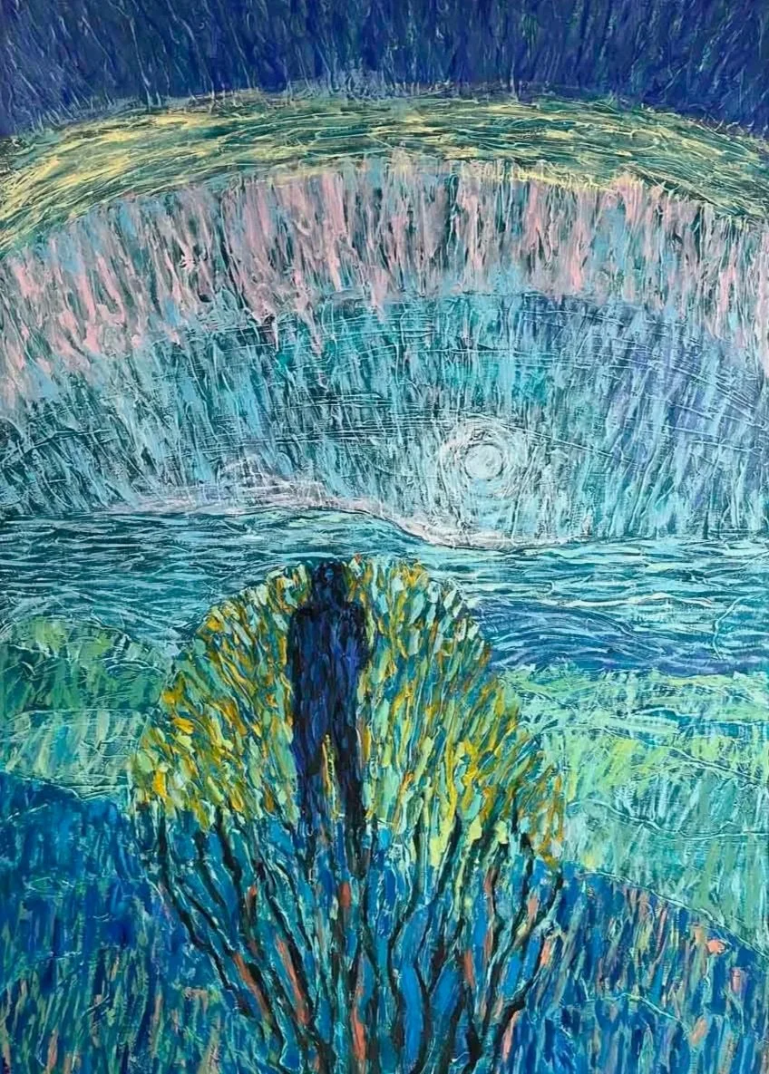 Moonset with Sunrise Shadow, from Swinyard Hill