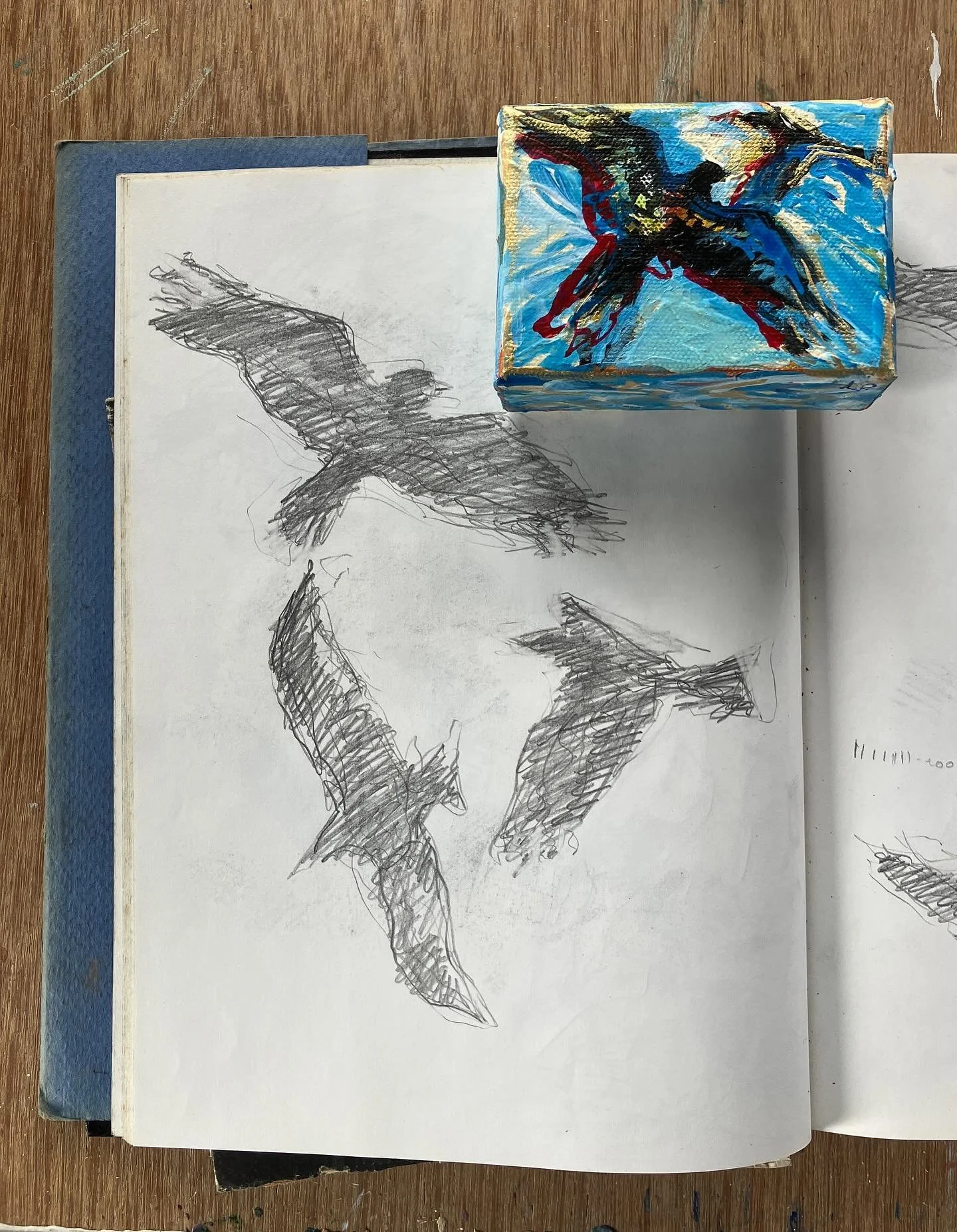 Open studios forces a proper tidy up. I got happily distracted by old sketch books. These rook sketches from 1980s demanded to be the motifs for little canvases. New @madeinross for @herefordshireartweek .
We are open every day 10am to 5pm throughout