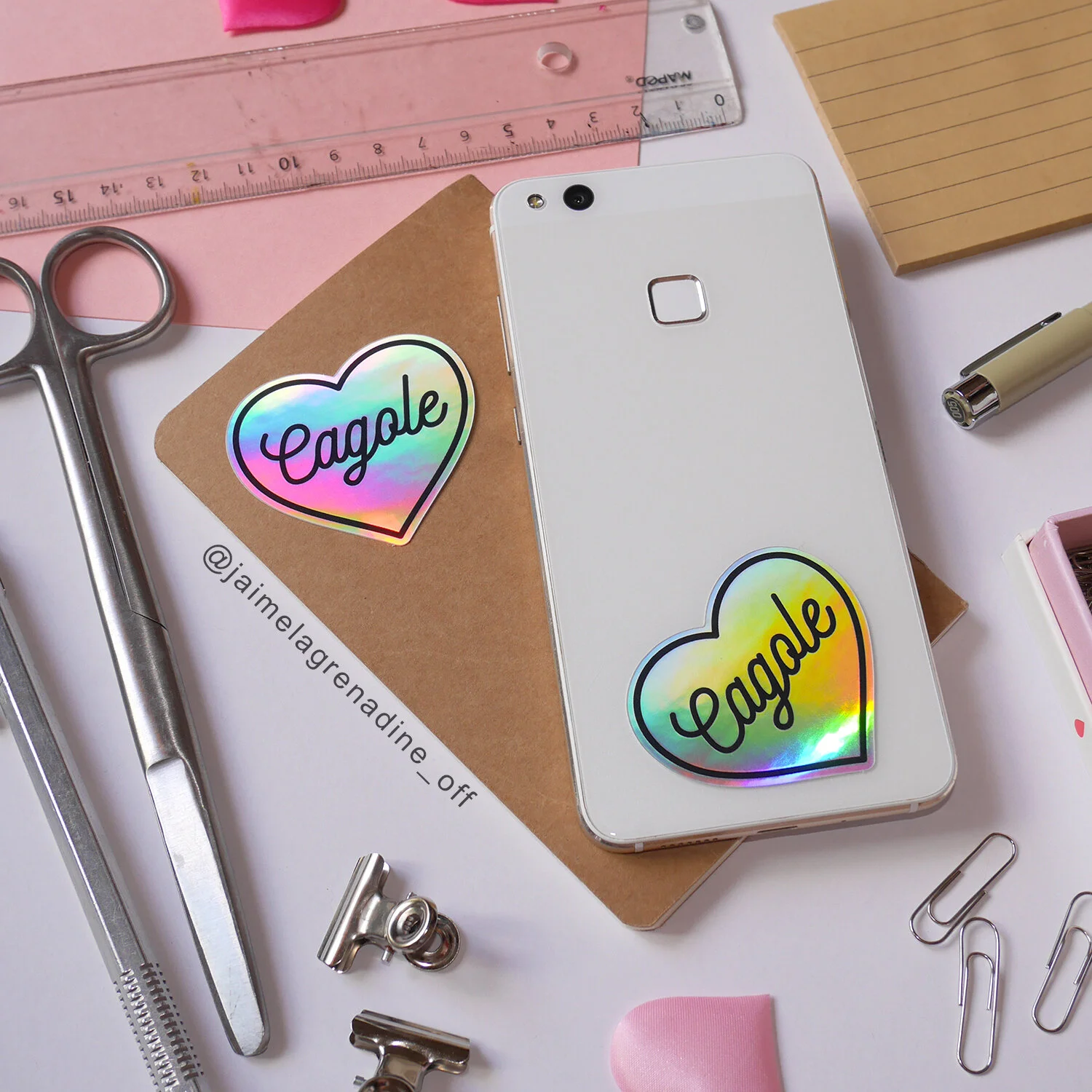 stickers cagole holographique - j'aime la grenadine