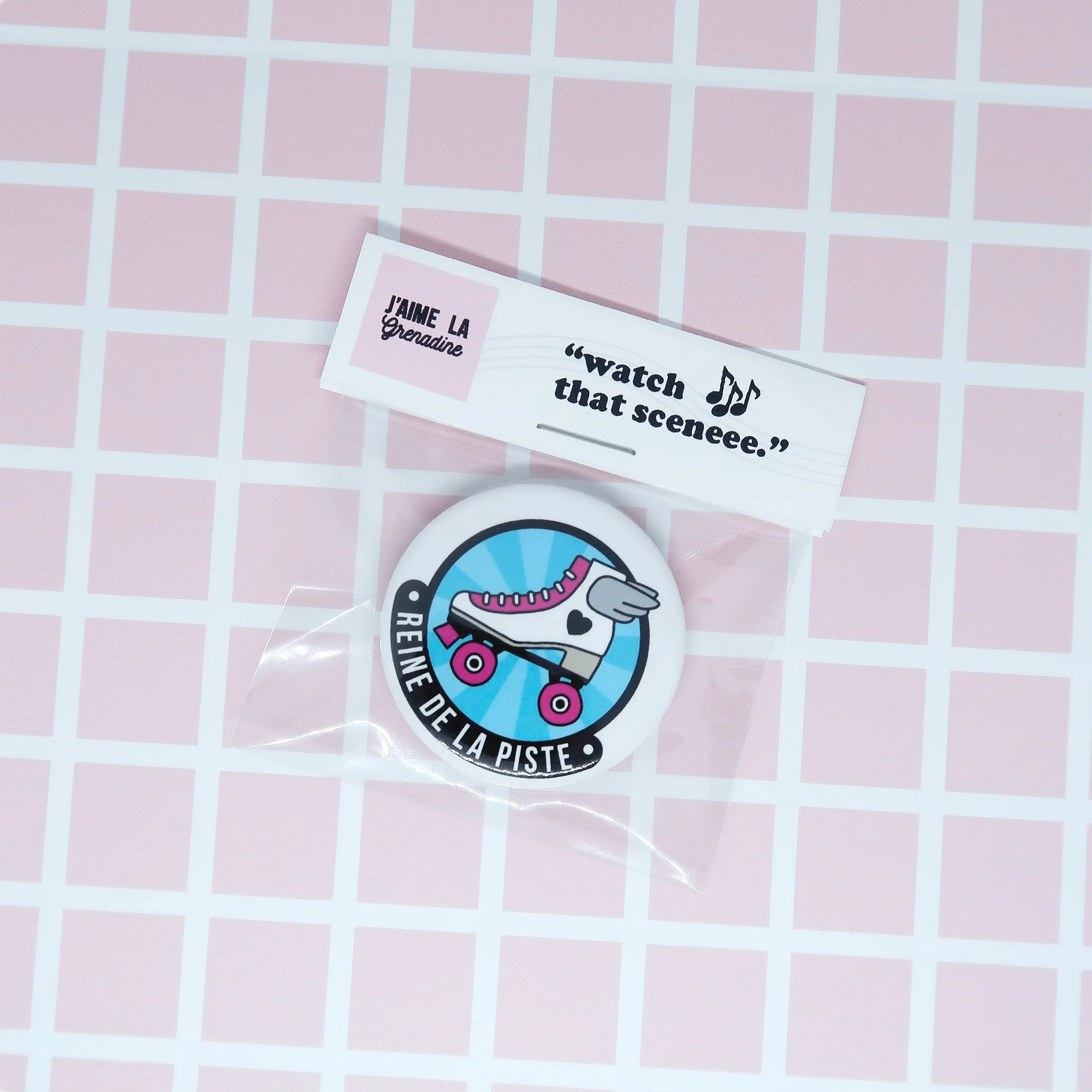 badge roller derby reine de la piste - j'aime la grenadine