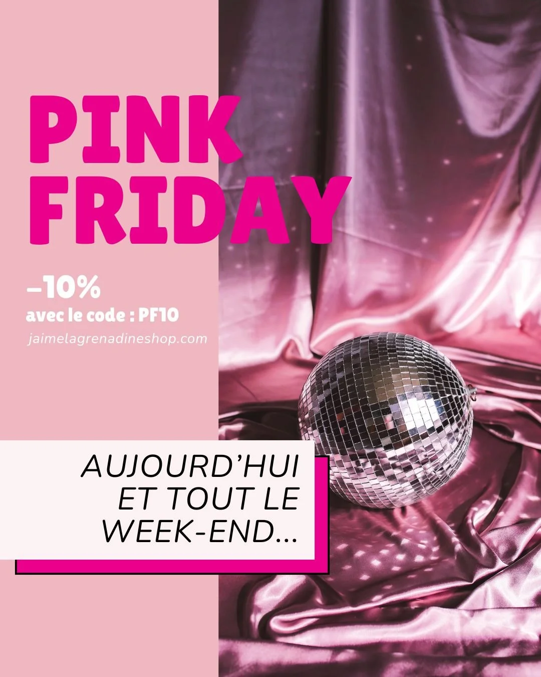 🪩PINK FRIDAY🪩 aujourd'hui et tout le week-end... -10% sur tout le site avec le code : PF10
.
On en profite pour shopper ses petits cadeaux de No&euml;l :)
.
#jaimelagrenadine #bonplan #codepromo #enamelpins
#petitcadeau