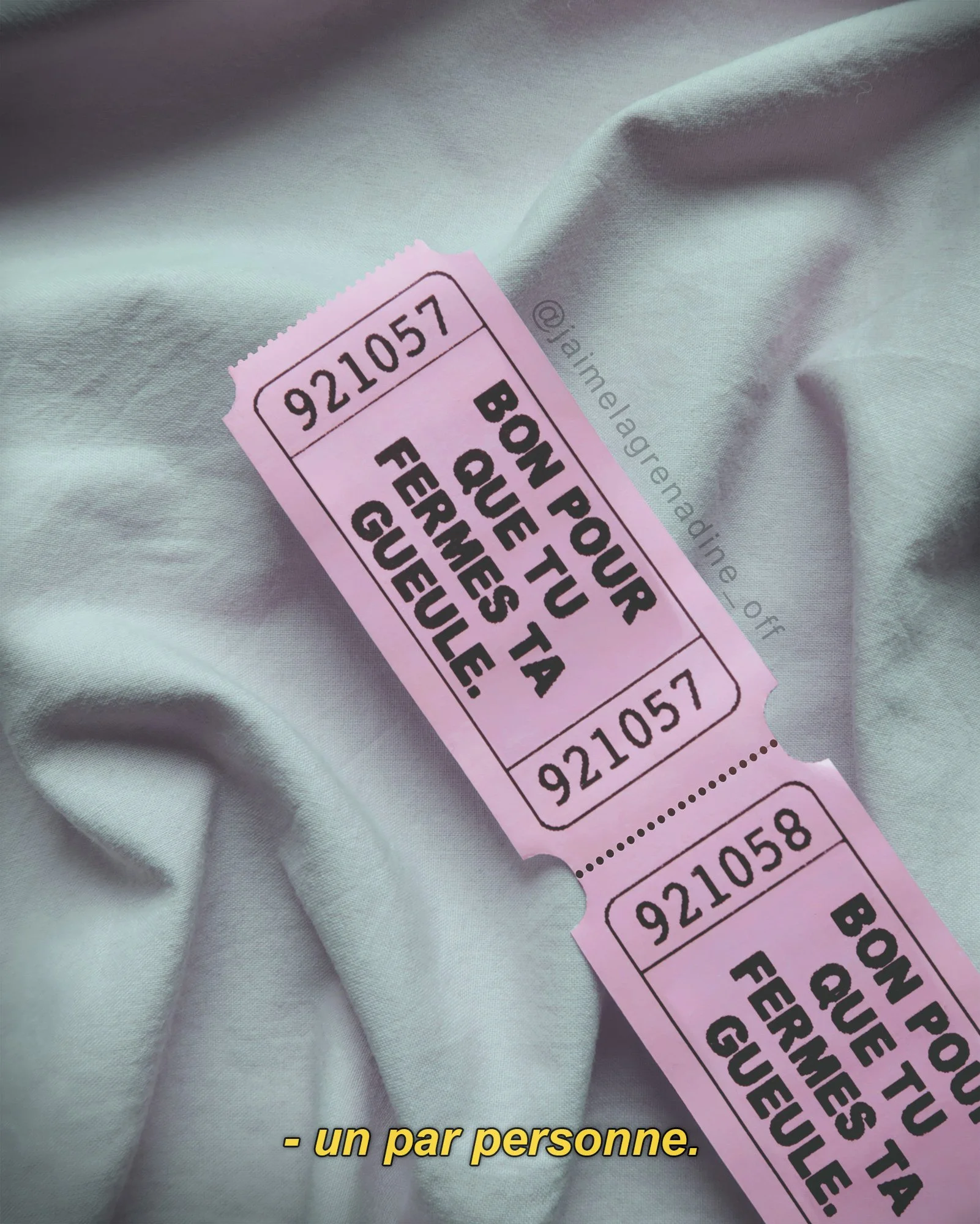🎟️Un par personne.
.
#aesthetic #bonpour #repasdefamille
