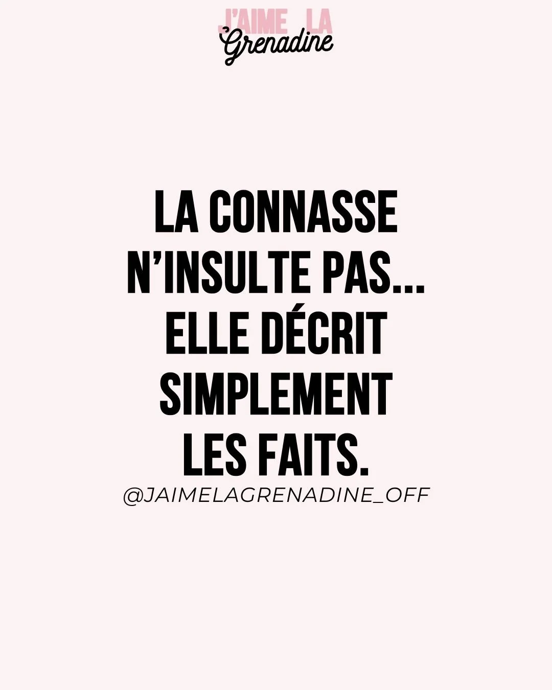 La connasse n'insulte pas... Elle d&eacute;crit simplement les faits.
.
#citation #aubureau #authentique