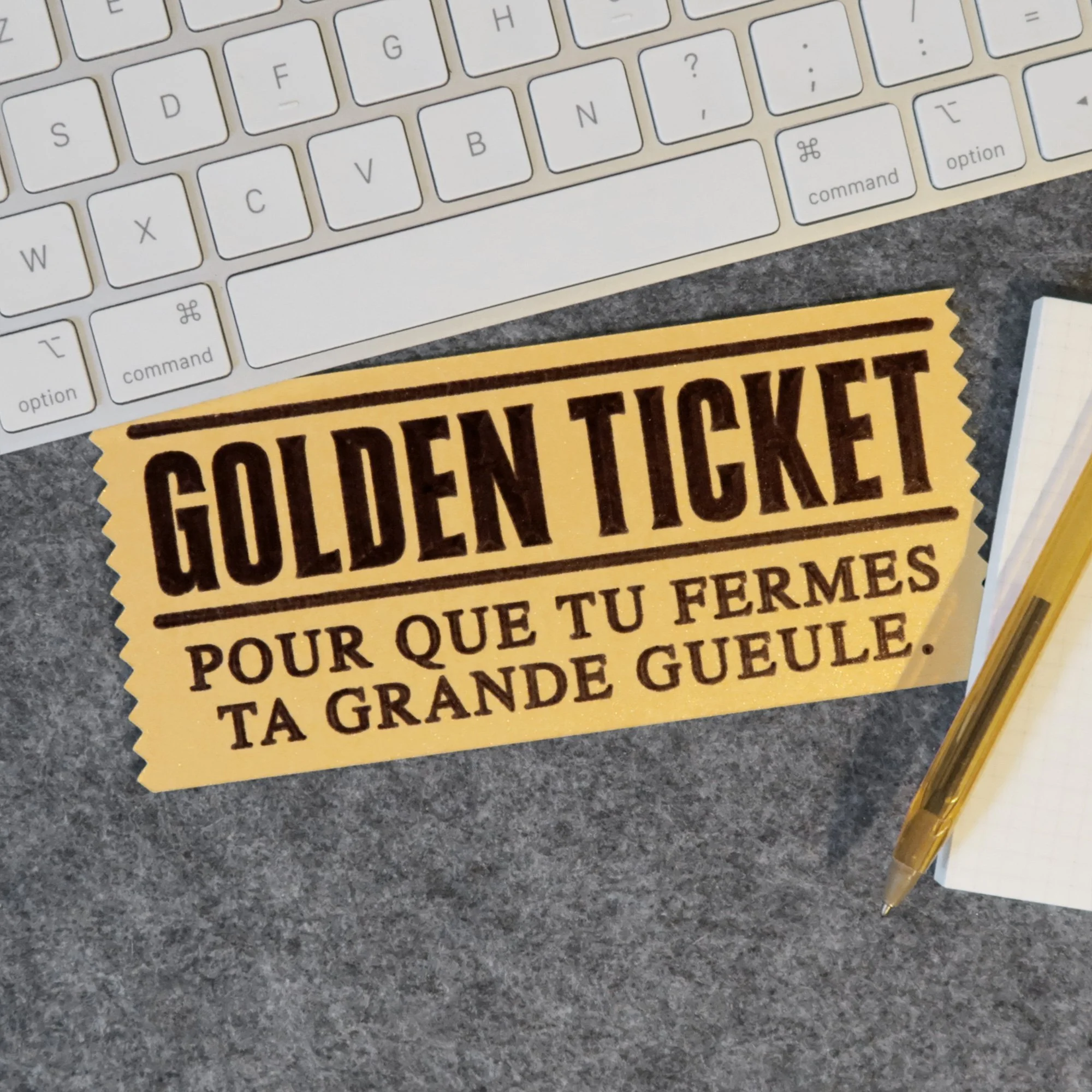 carte print marque page ticket d'or pour que tu fermes ta gueule
