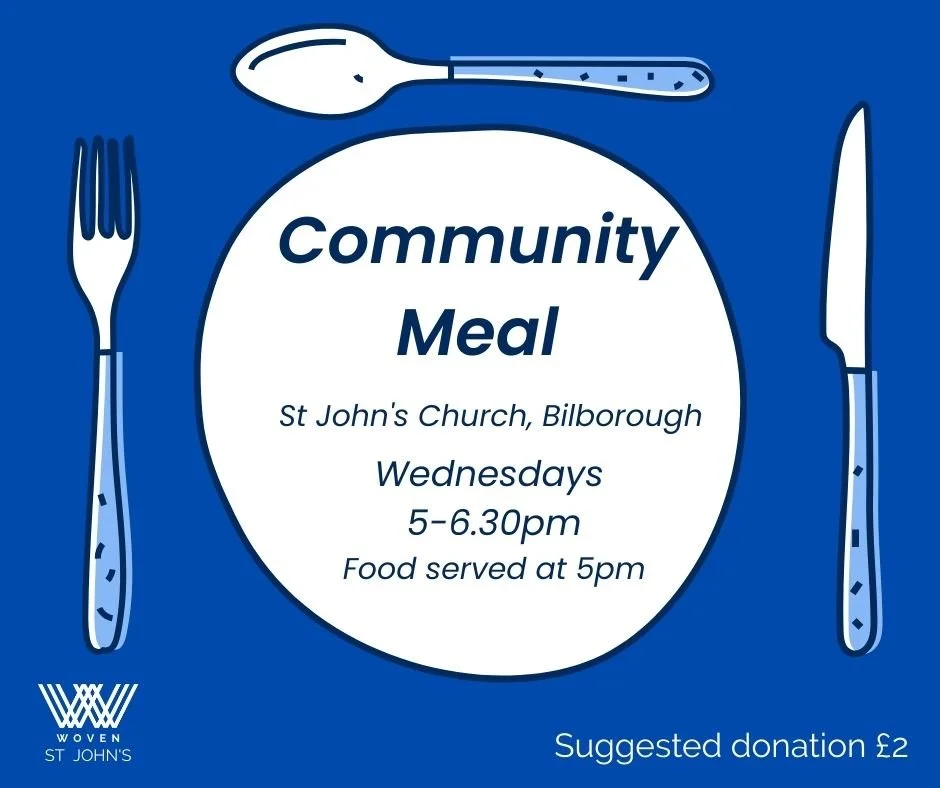 Community Meal is back on this Wednesday.
Everyone is welcome.