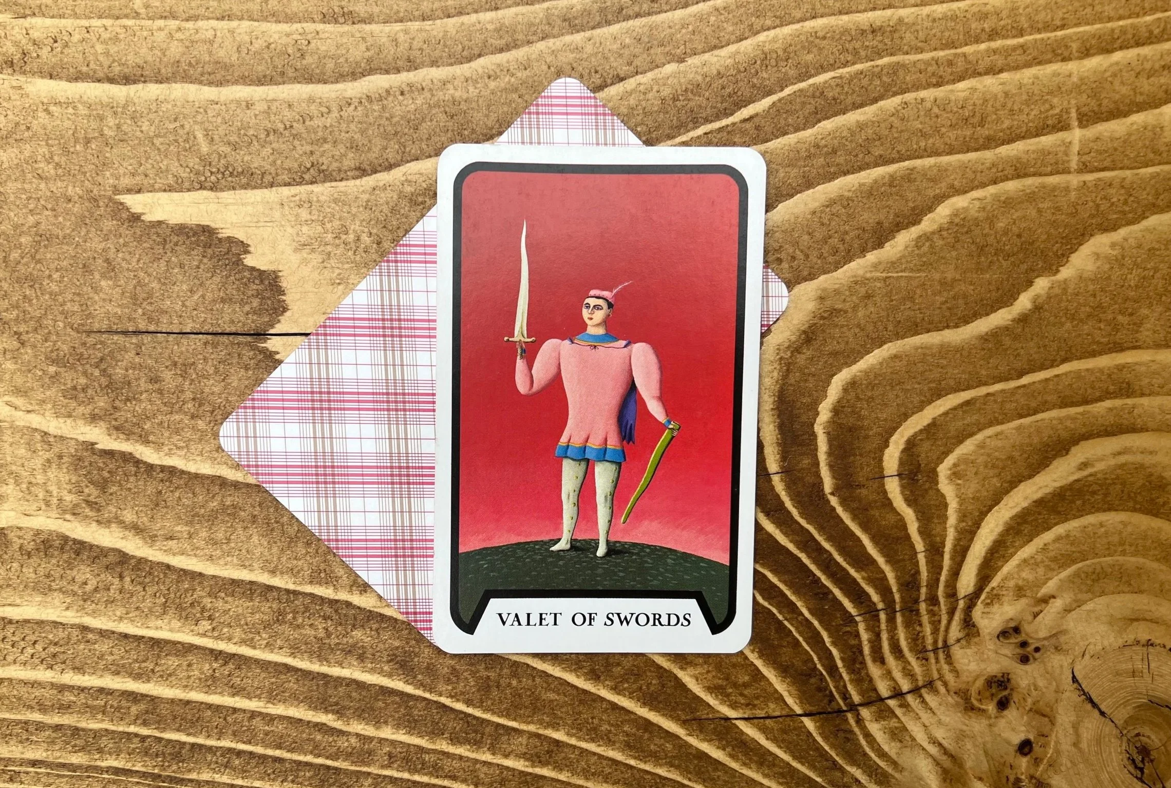 This is a photo of the Valet of Swords tarot card