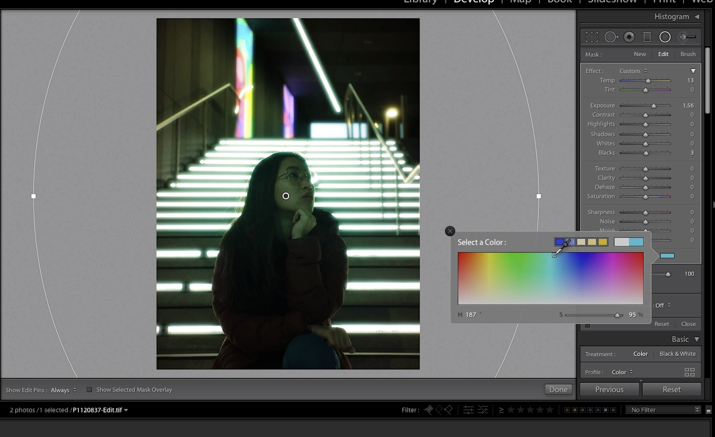 Step 10: Above the feather bar you’ll see a colour selection tab. Click on it to select the desired colour that you want for your lights.