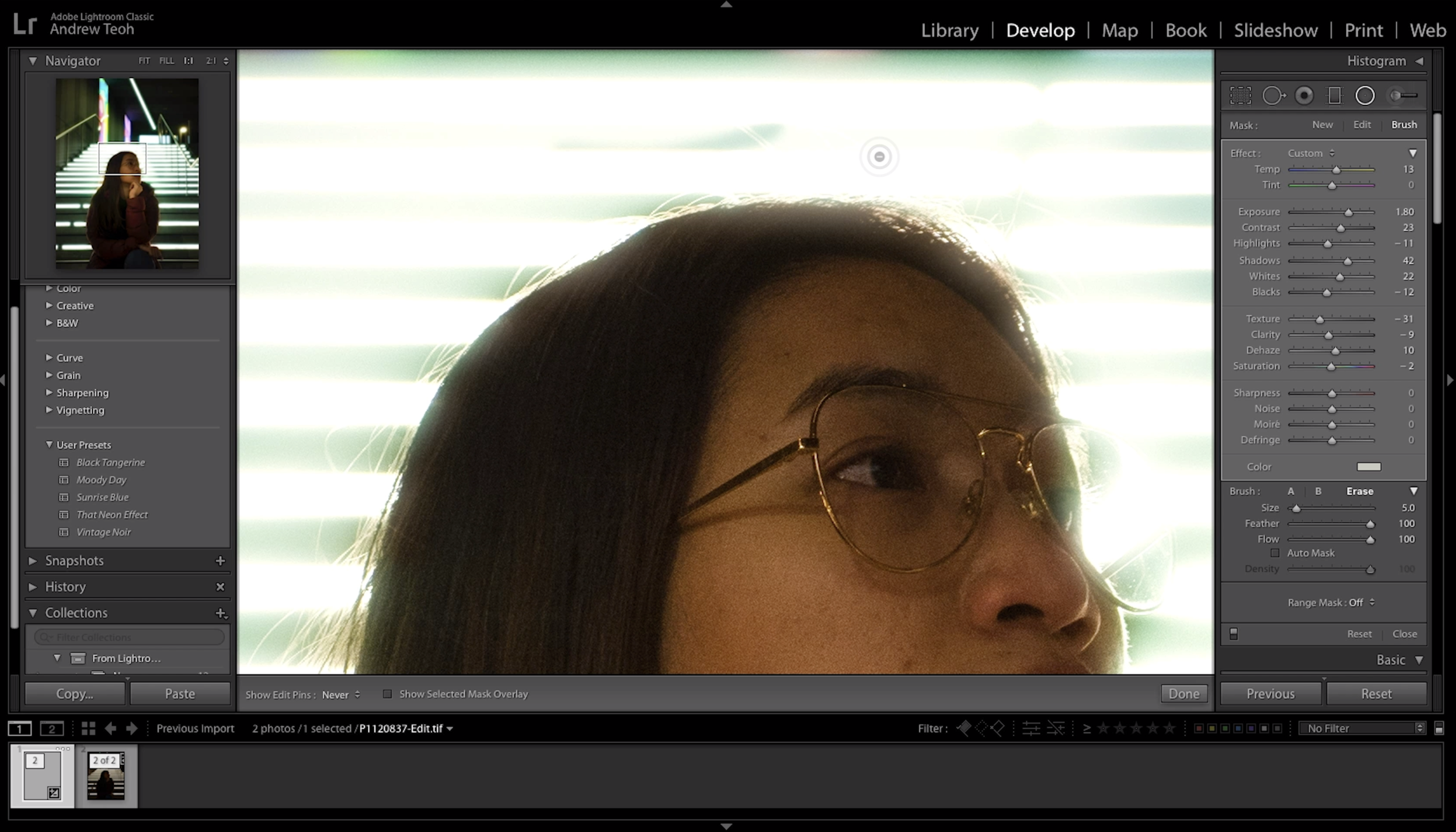 Step 13: You might notice that there are excessive brightness around the model. Repeat the erase process but this time erase the excessive layer surrounding the model instead.  Remember, zooming in to erase might seemed slower, but the precision and result is always gonna be better.