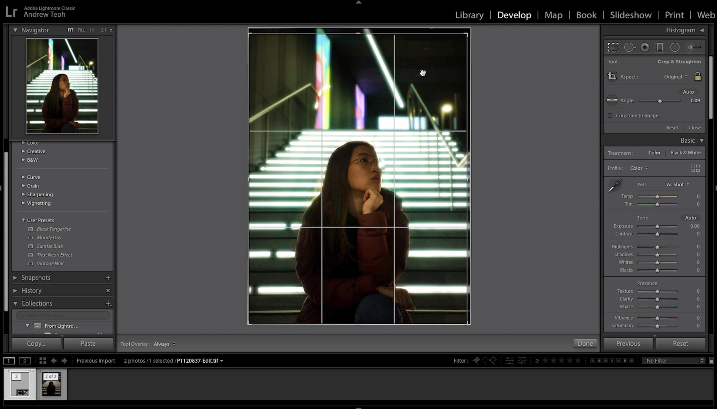 Step 14: Now once that you’ve adjust everything, just make sure that everything is in the right place.  You can do some colour grading and adjust the alignment of the photos.