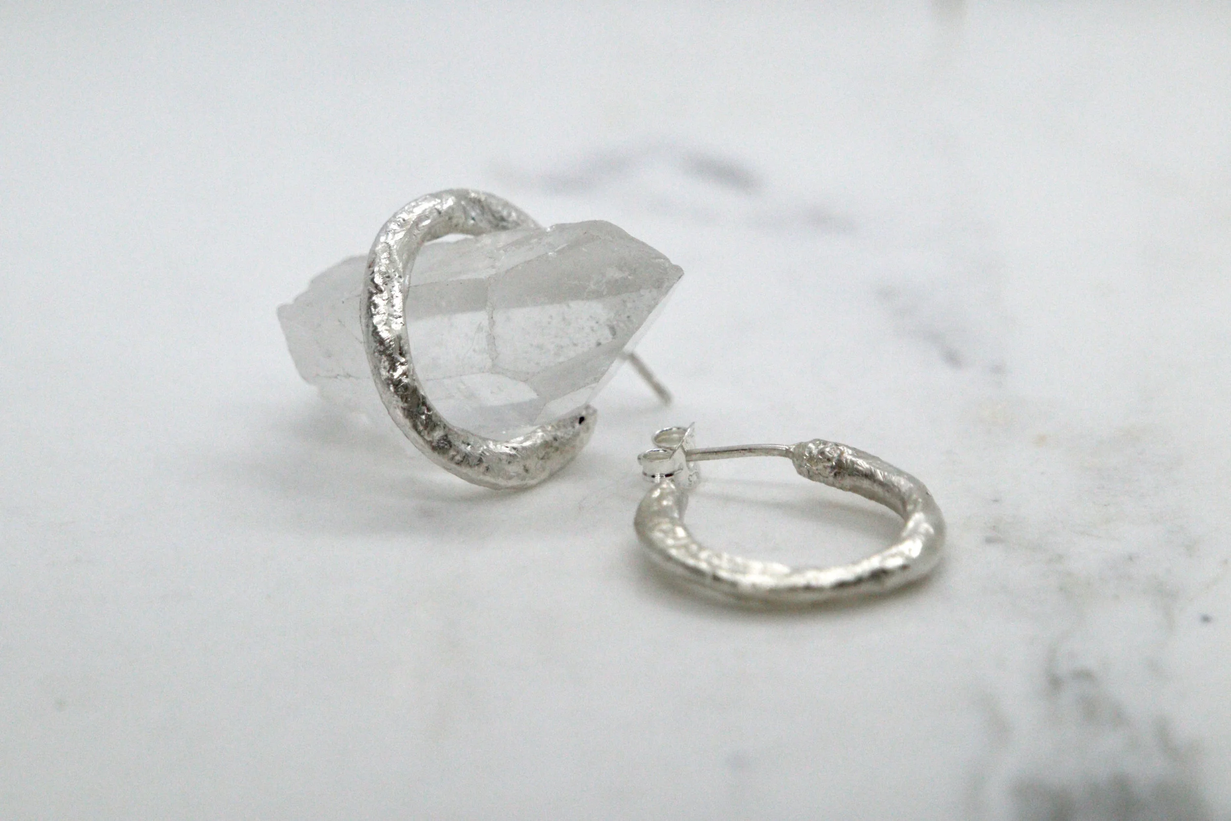 Sterling Silver Organic Form 3/4 Hoops